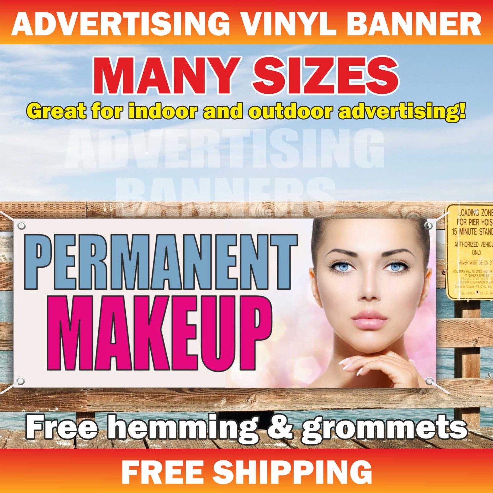 PERMANENT MAKEUP Advertising Banner Vinyl Mesh Sign make-up beauty salon stylist
