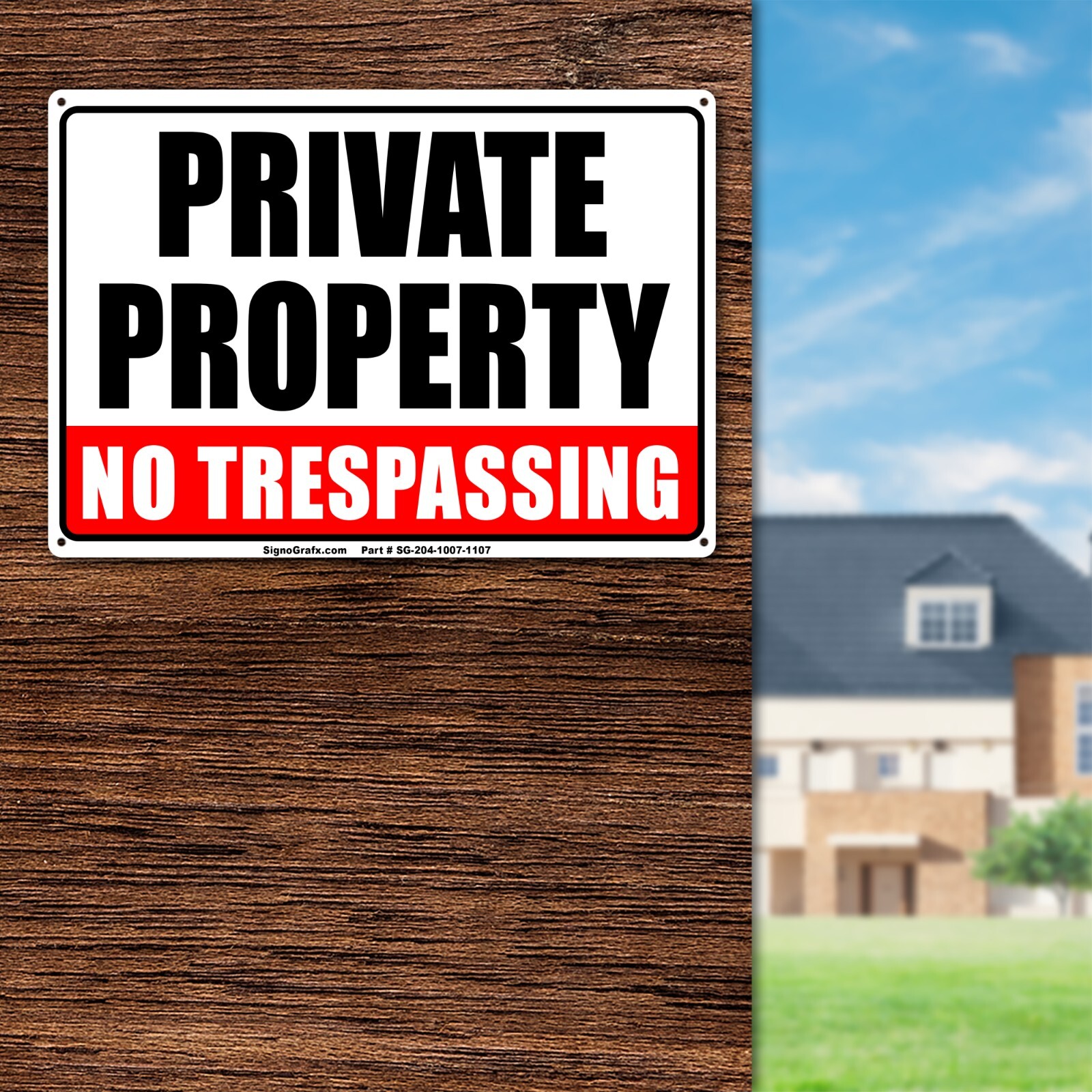 SIGNOGRAFX Private Property No Trespassing Sign,10×7 Inches Indoor Outdoor Use