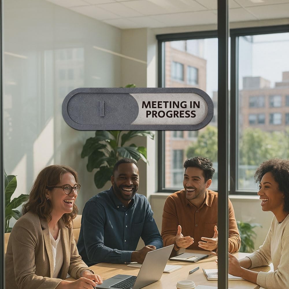 Vacant Meeting in Progress Slider Door Sign for Home Office Premium MDF