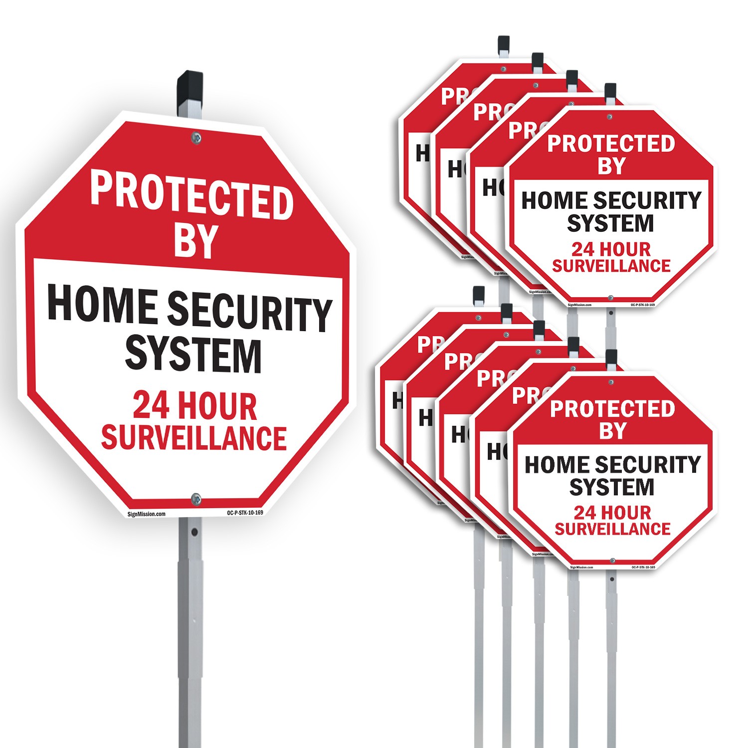 Protected By Home Security System Octagon Sign With Stake Weather Resistant