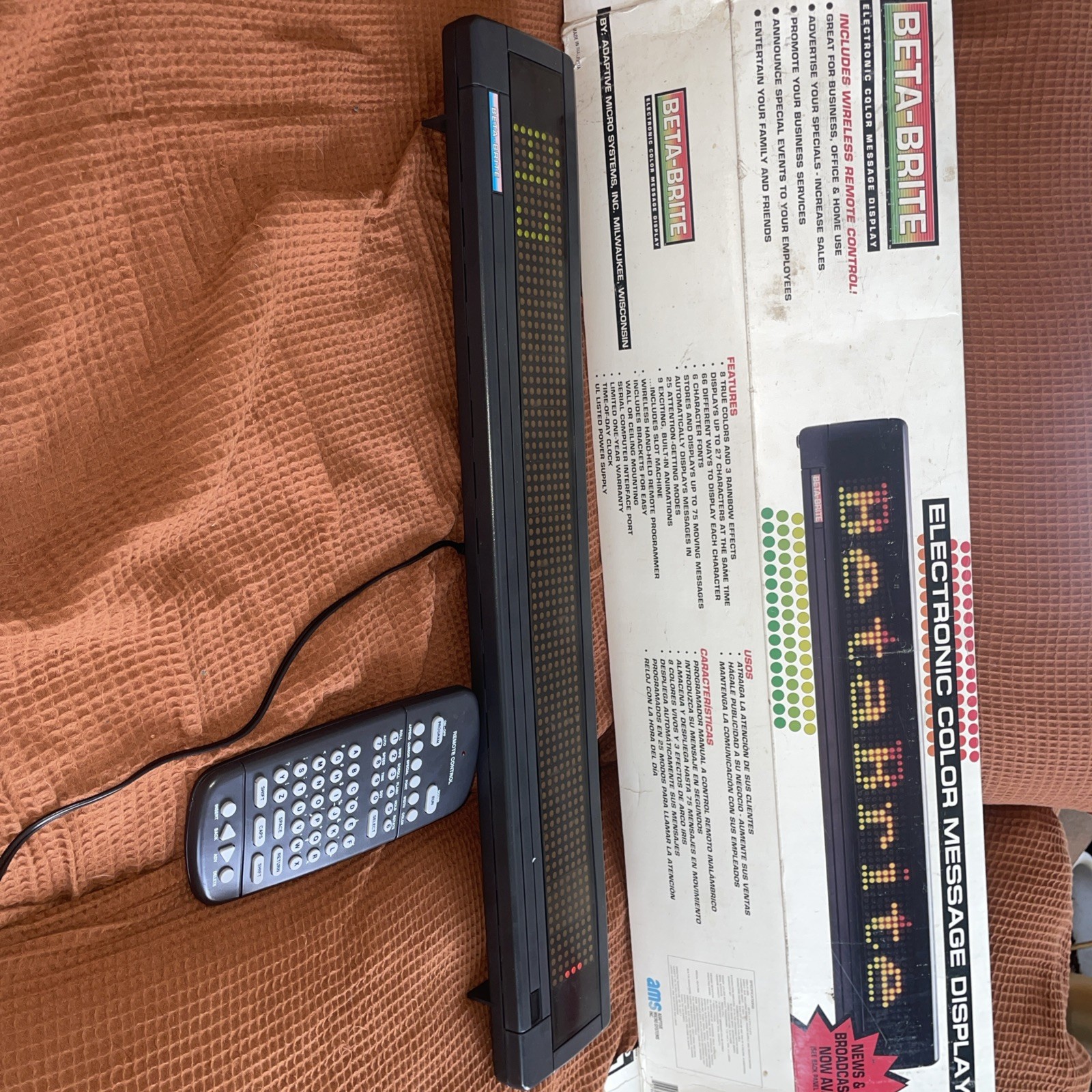 Beta-Brite 1992 Display with Remote and Power Cord Working. Vintage