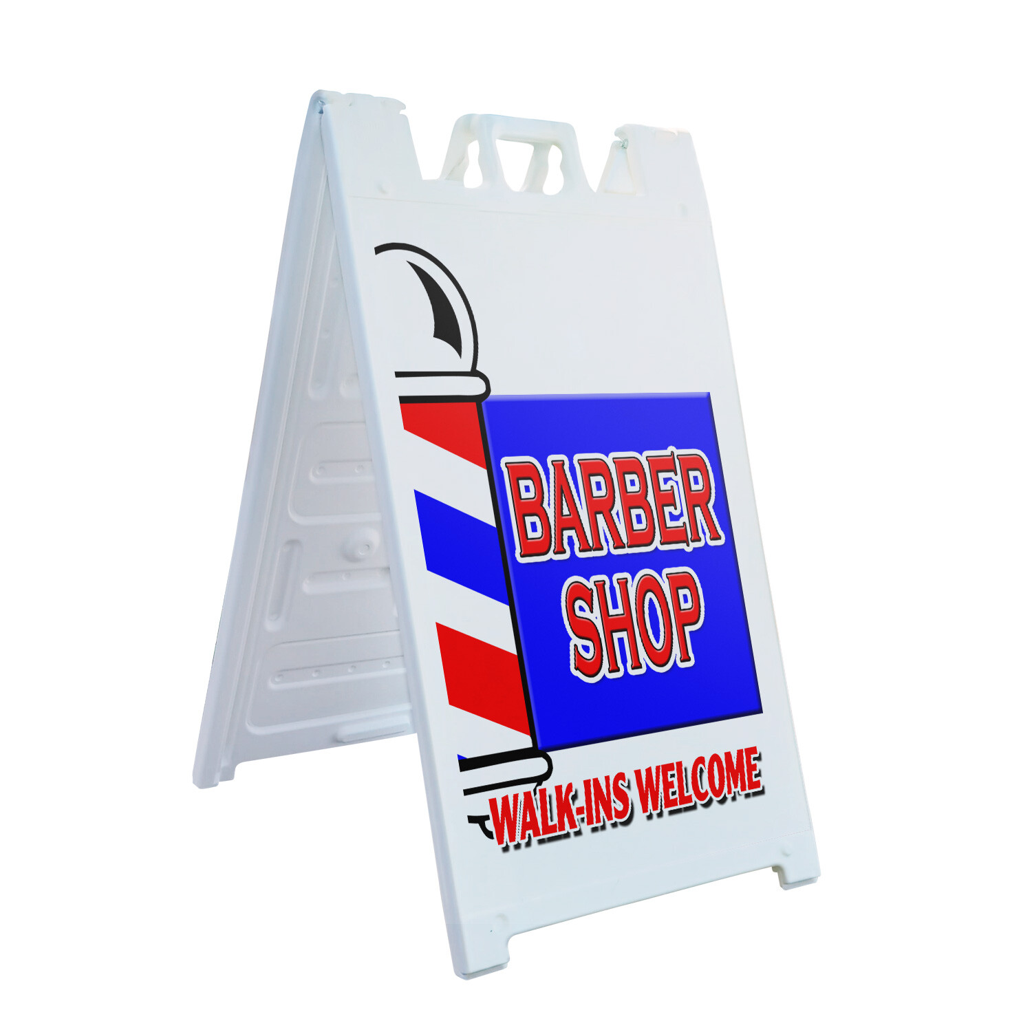 A-frame Sidewalk Barber Shop Walk-ins Welcome 24″ x 36″ Double Sided A-Frame Sid