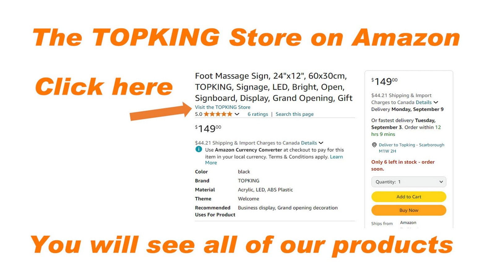 Open Sign Vertical, 12″x24″, 30x60cm, TOPKING, Signage, LED, Bright, Open, Si…