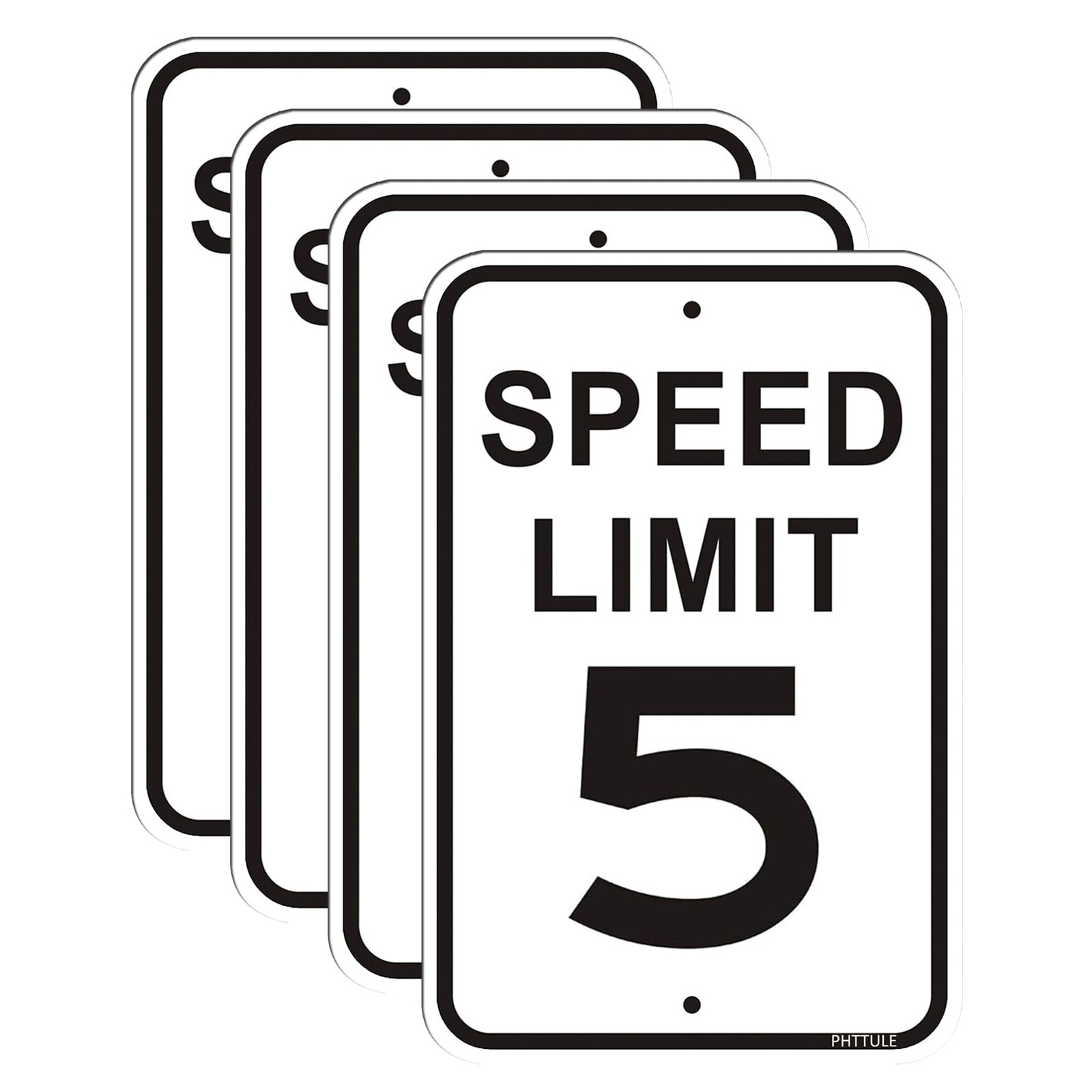 4 Pack Speed Limit 5 MPH Sign 12×18 Inch Reflective Aluminum Slow Caution