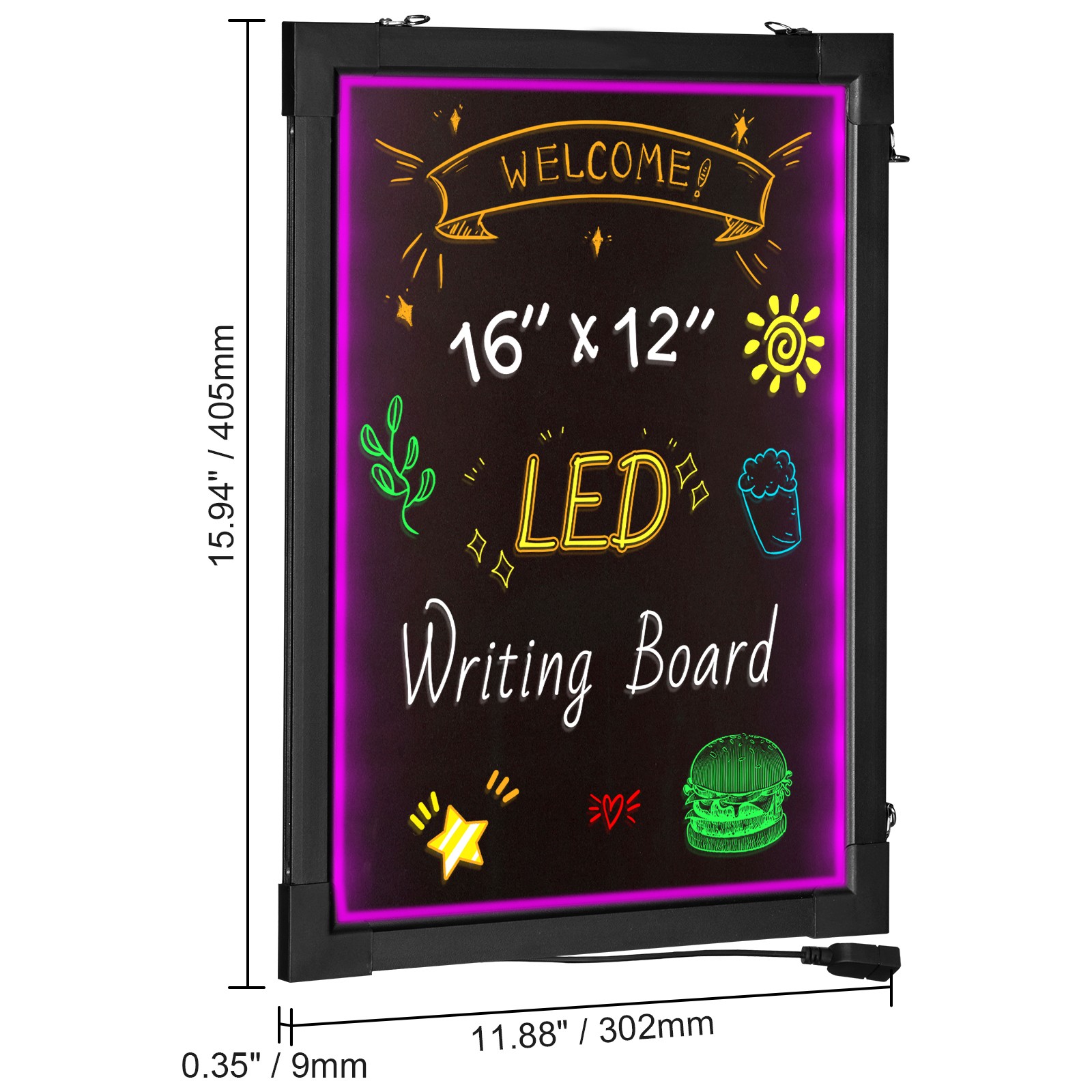 Uimoso LED Message Board 16″x12″ Illuminated Erasable Light-Up Chalkboard