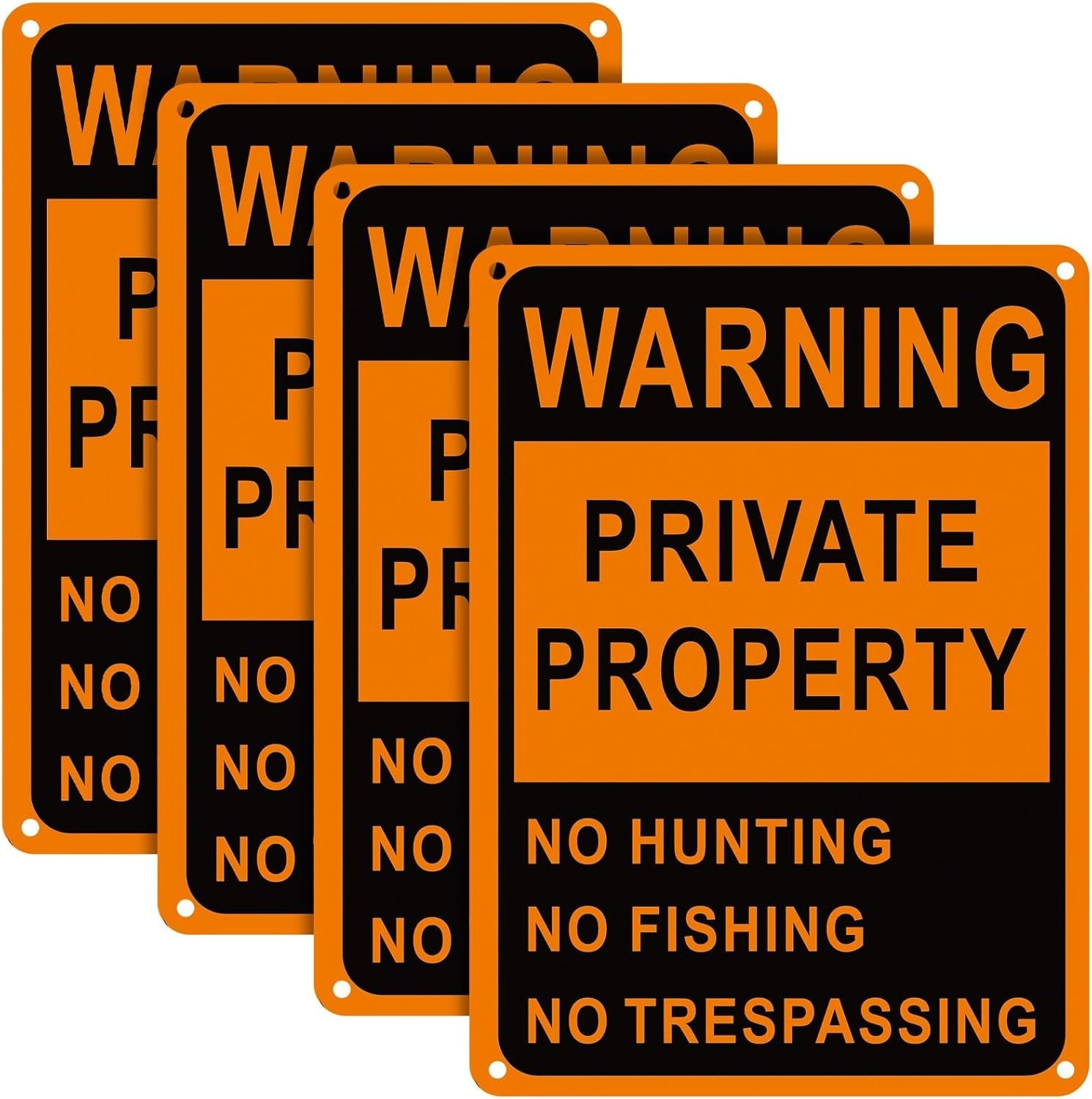 No Trespassing No Hunting Sign 4 Pack 10×14 Aluminum Private Property Warning