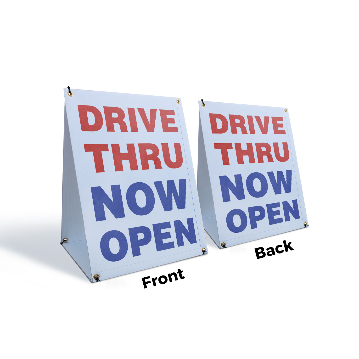 Drive Thru Now Open A-Frame Sidewalk Sign Convenient Service Restaurant Open