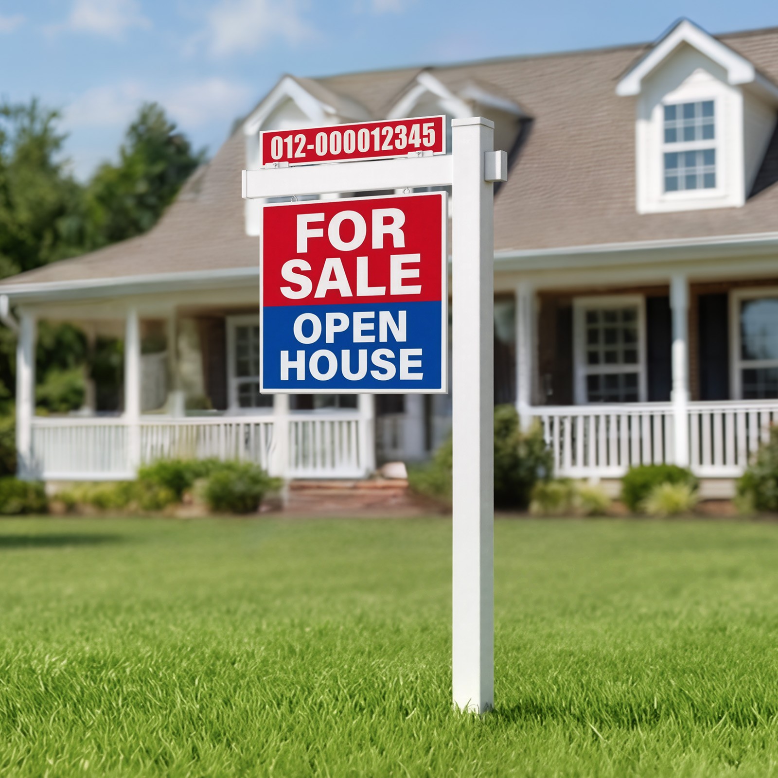 Uimoso 6′ UPVC Real Estate Sign Post Open House Yard Home for Sale White W/Stake