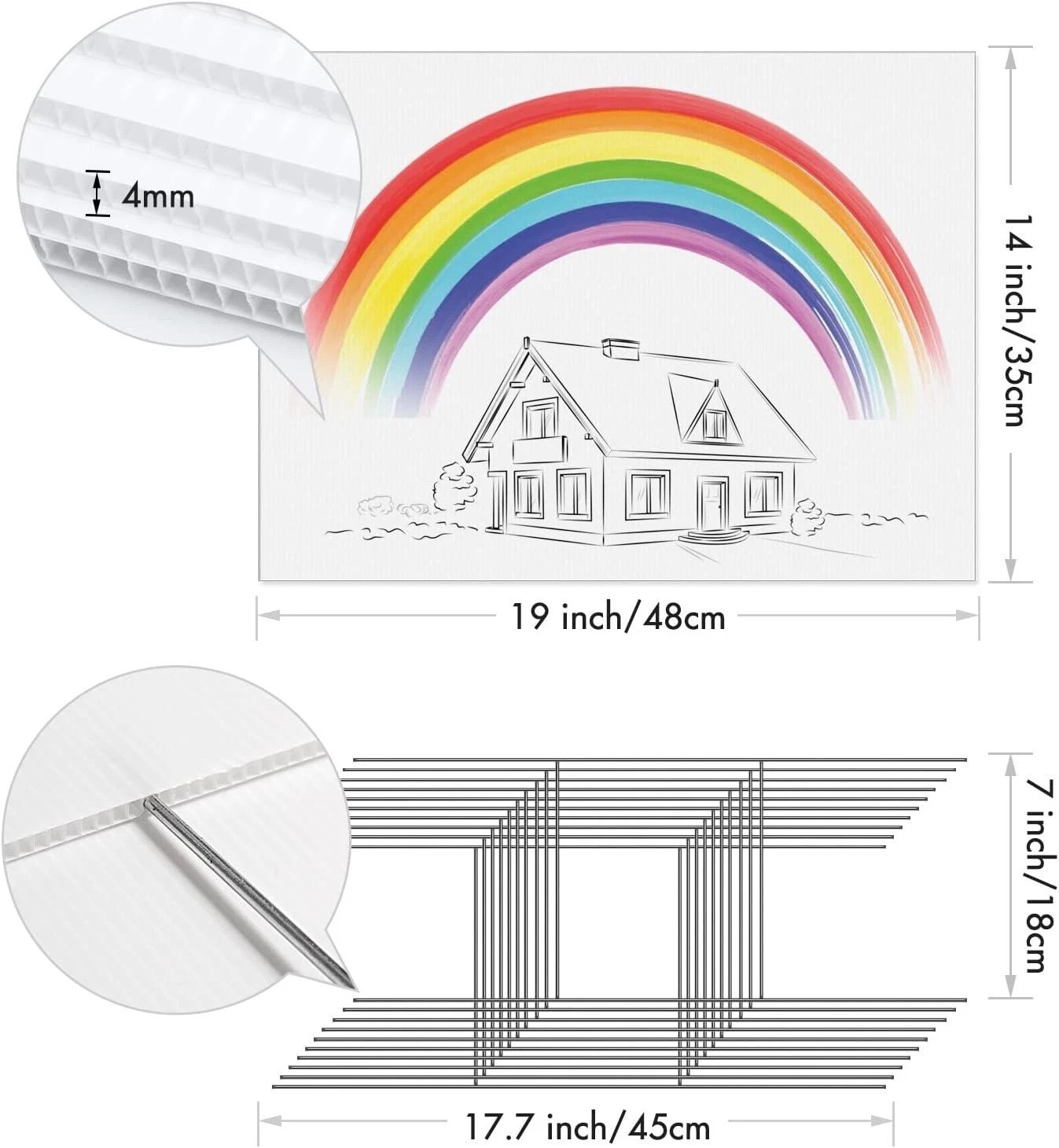 Commercial Quality 10 Blank Yard Signs 19×14 inches with Easy-Mount Metal Stakes