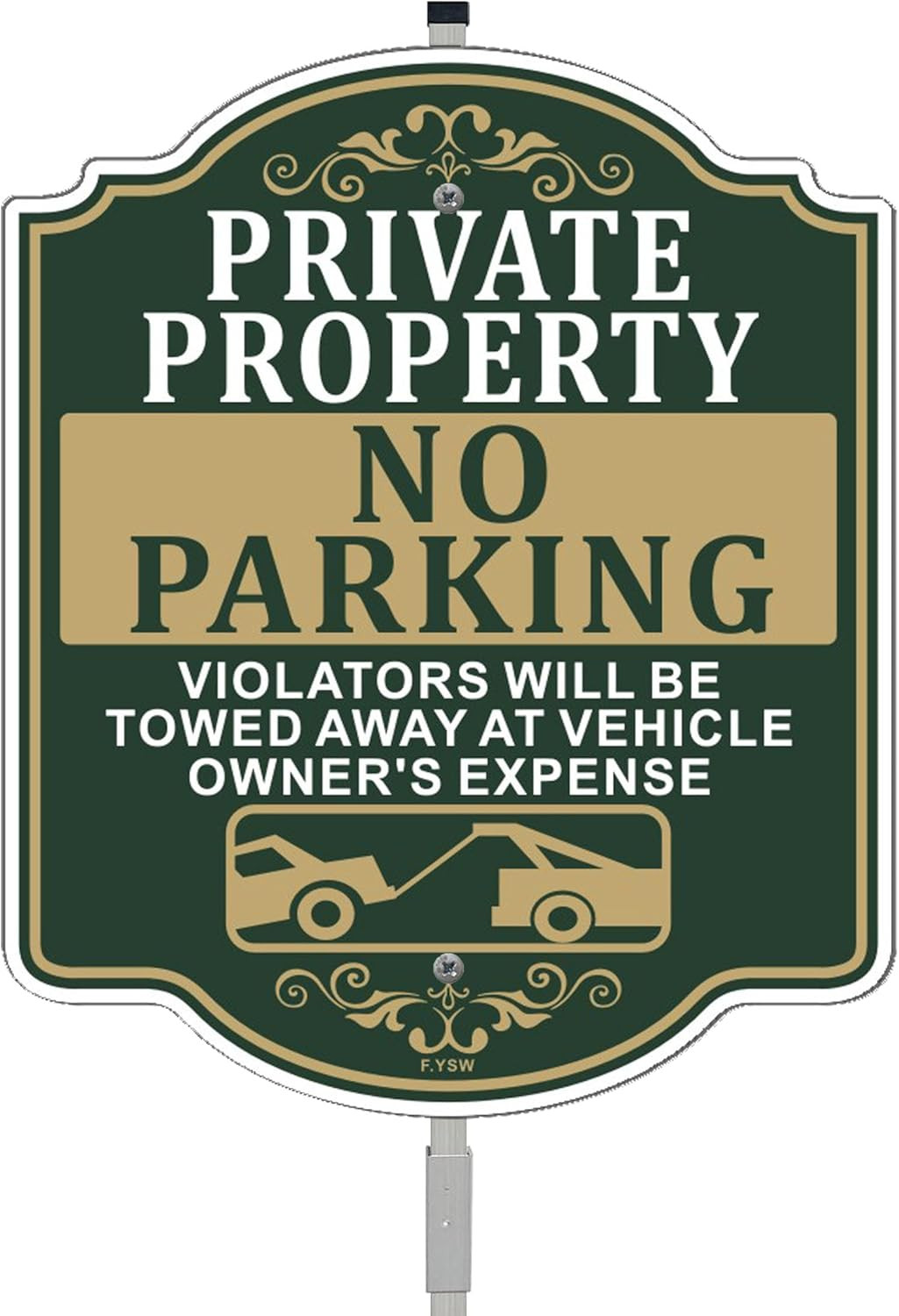 Private Property No Parking Sign with Metal Stakes for Outdoor Use 12″ x 10