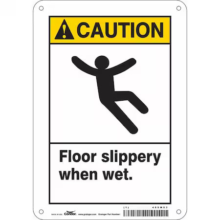 Condor 469M93 Safety Sign, 10 In Height, 7 In Width, Aluminum, Horizontal