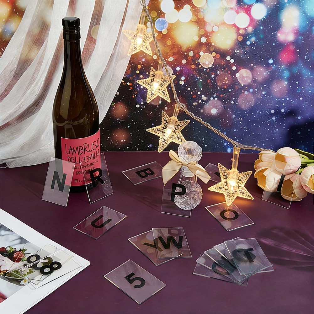 62Pcs Acrylic Bottle Service Sign Replacement Cards A-Z & 1-10 for Party Bar Dec