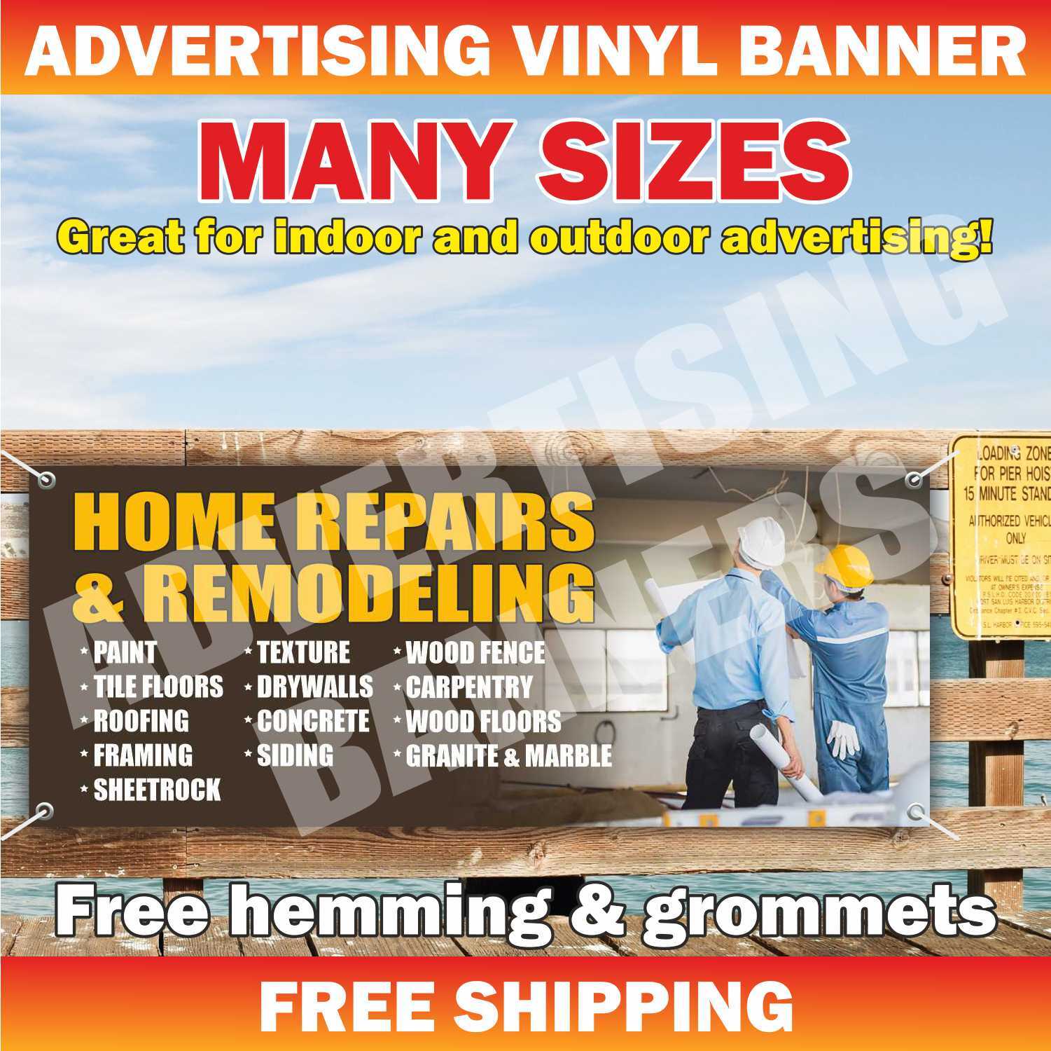 HOME REPAIRS REMODELING Advertising Banner Vinyl Mesh Sign paint tile floors