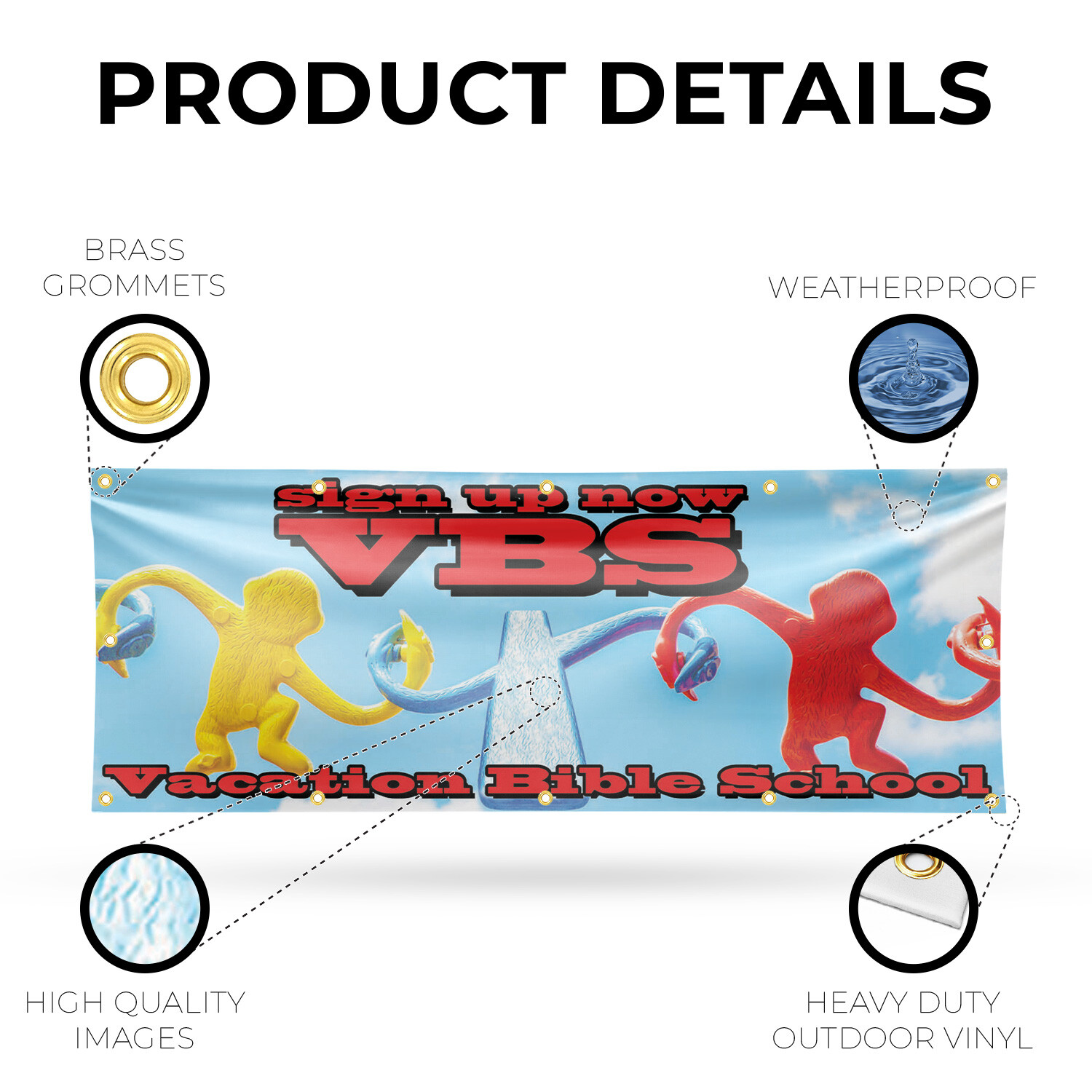 VBS Sign Up Now Vinyl Banner Sign with Metal Grommets Heavy-Duty Single-Sided