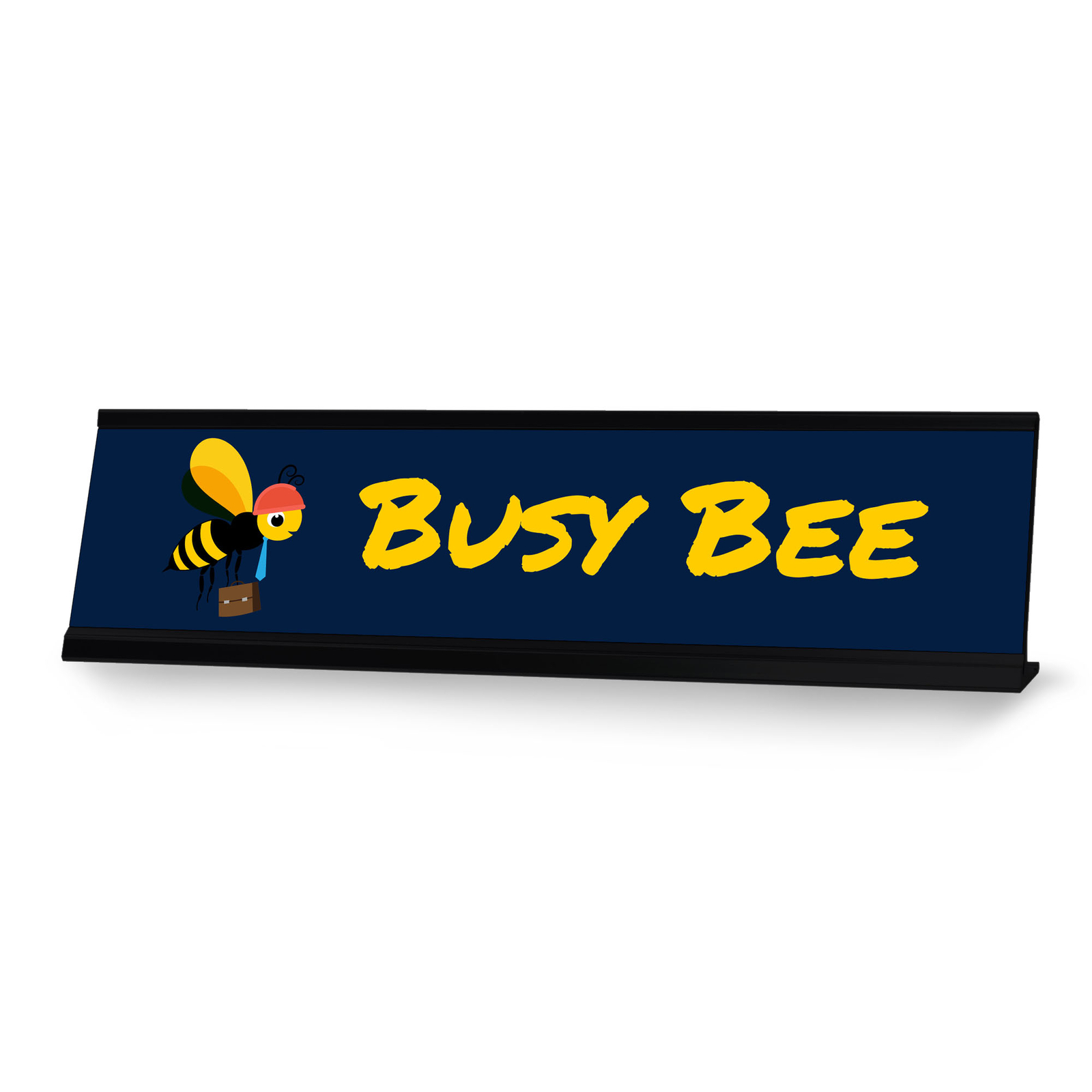 Busy Bee, Blue Black Frame, Desk Sign (2×8“)