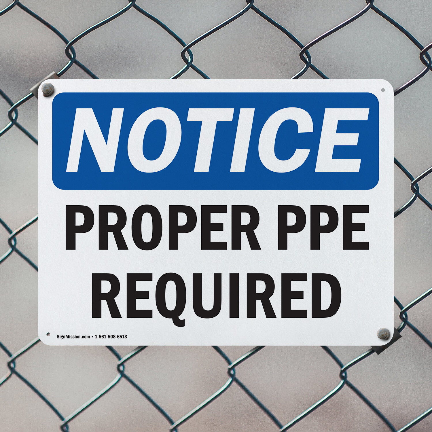 (2 Pack) Proper PPE Required OSHA Notice Sign Decal Metal Plastic
