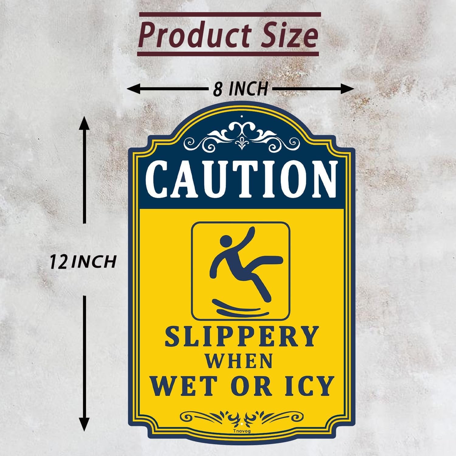 2 PCS 12×8 Inch Caution Slippery When Wet Or Icy Aluminum Weather Signage