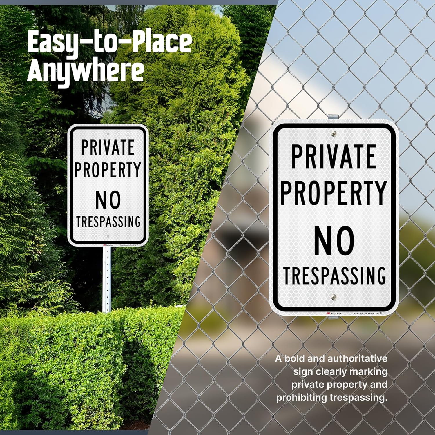 No Trespassing Signs Private Property, 12 x 18 Inches 3M High Intensity Grade Re
