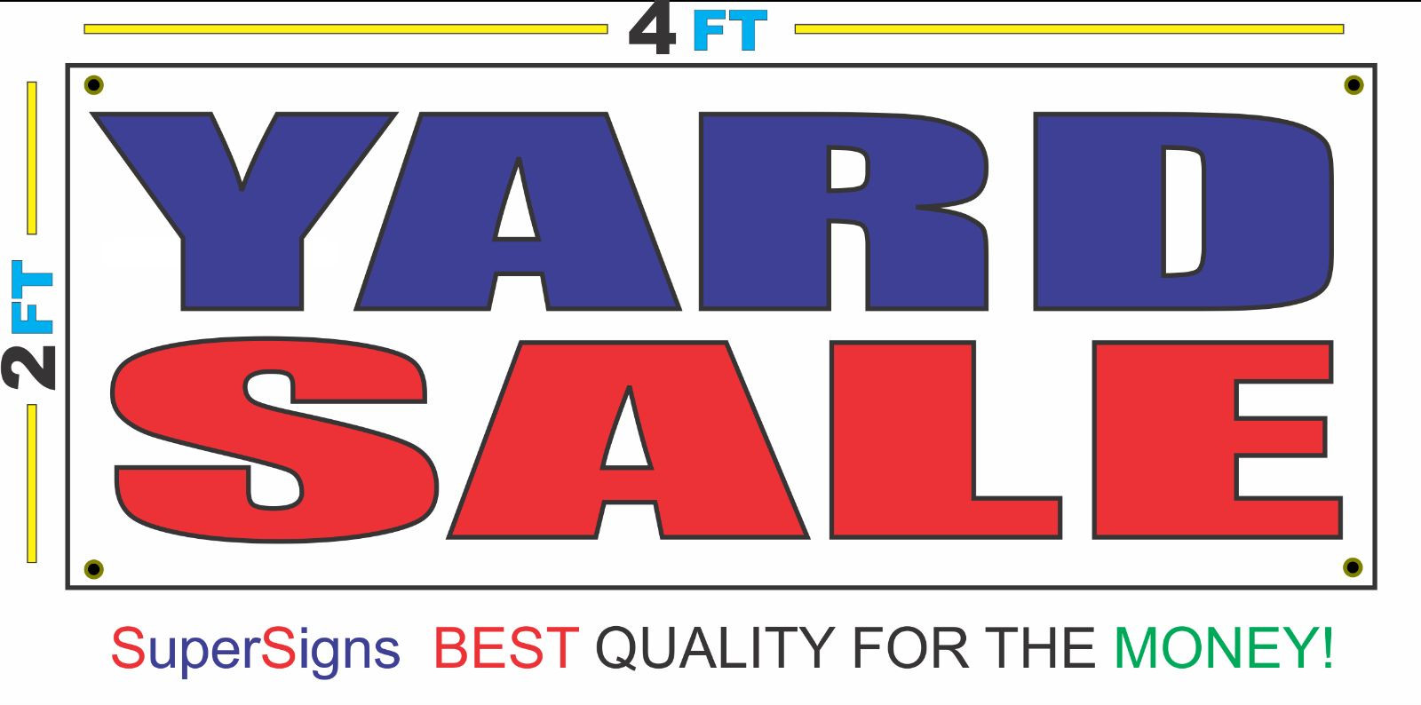 2×4 YARD SALE Banner Sign Red White & Blue NEW Discount Size & Price