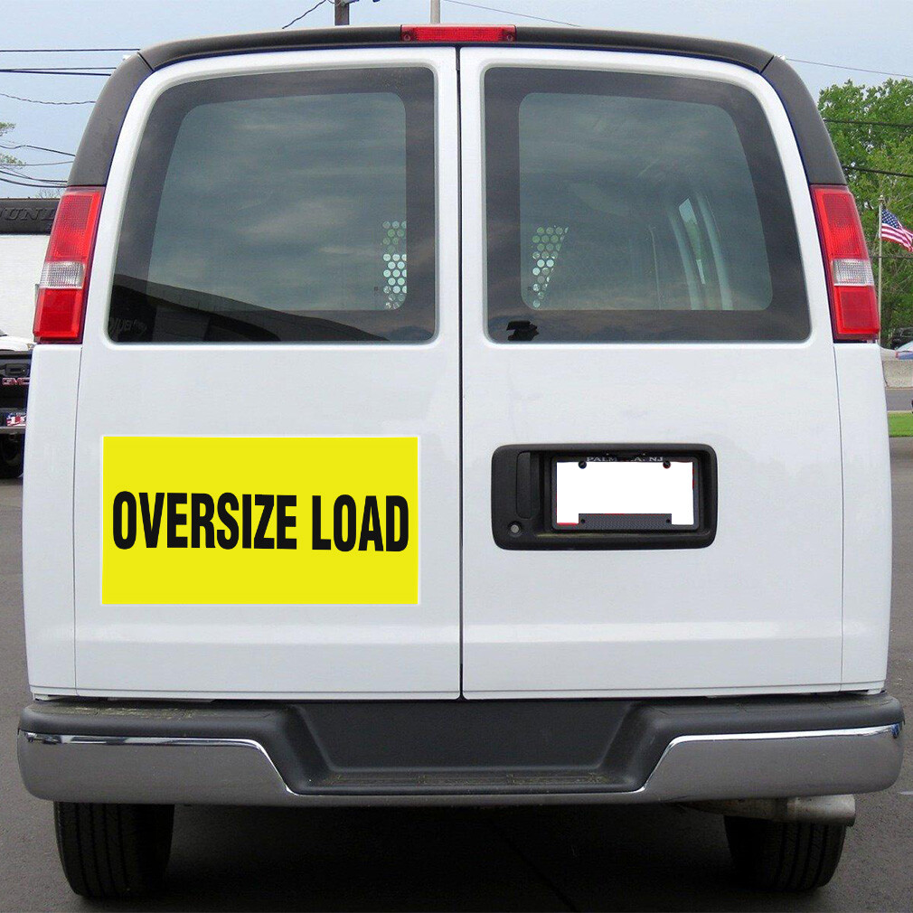 Car Magnet Set of 2 Oversize Load Yellow Background Auto Car Repair Shop A