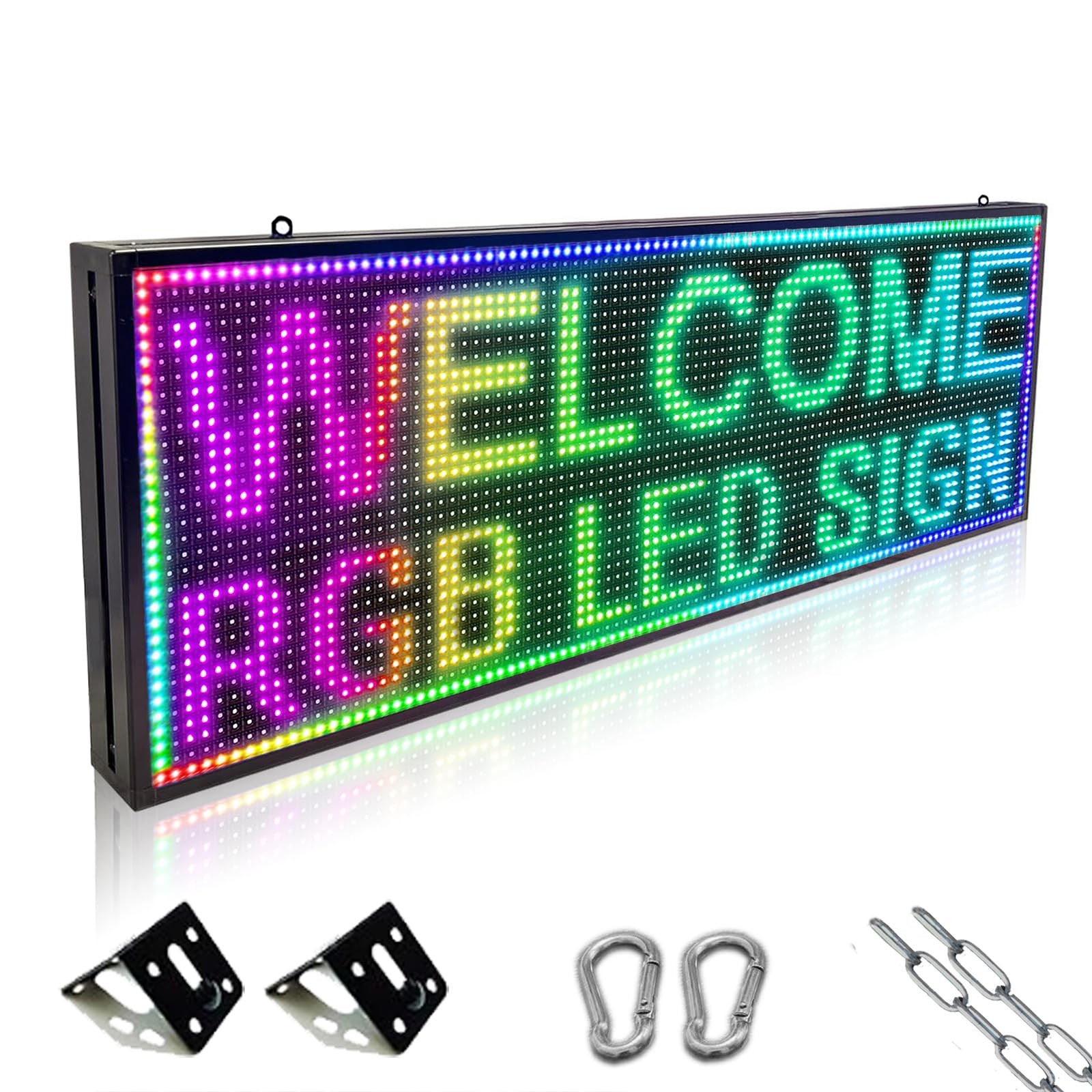 P10 Programmable Indoor/Outdoor LED Sign, 39×14 Inch WiFi-Controlled Full