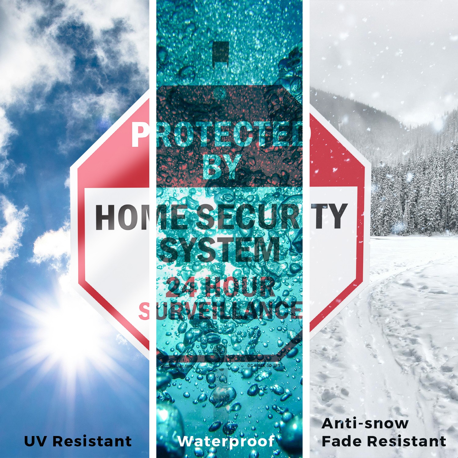 Protected By Home Security System Octagon Sign With Stake Weather Resistant