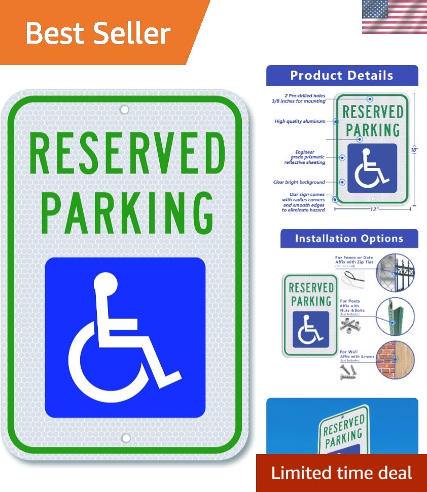Durable 18×12 ADA Accessible Parking Sign – Reflective Aluminum, UV Protected