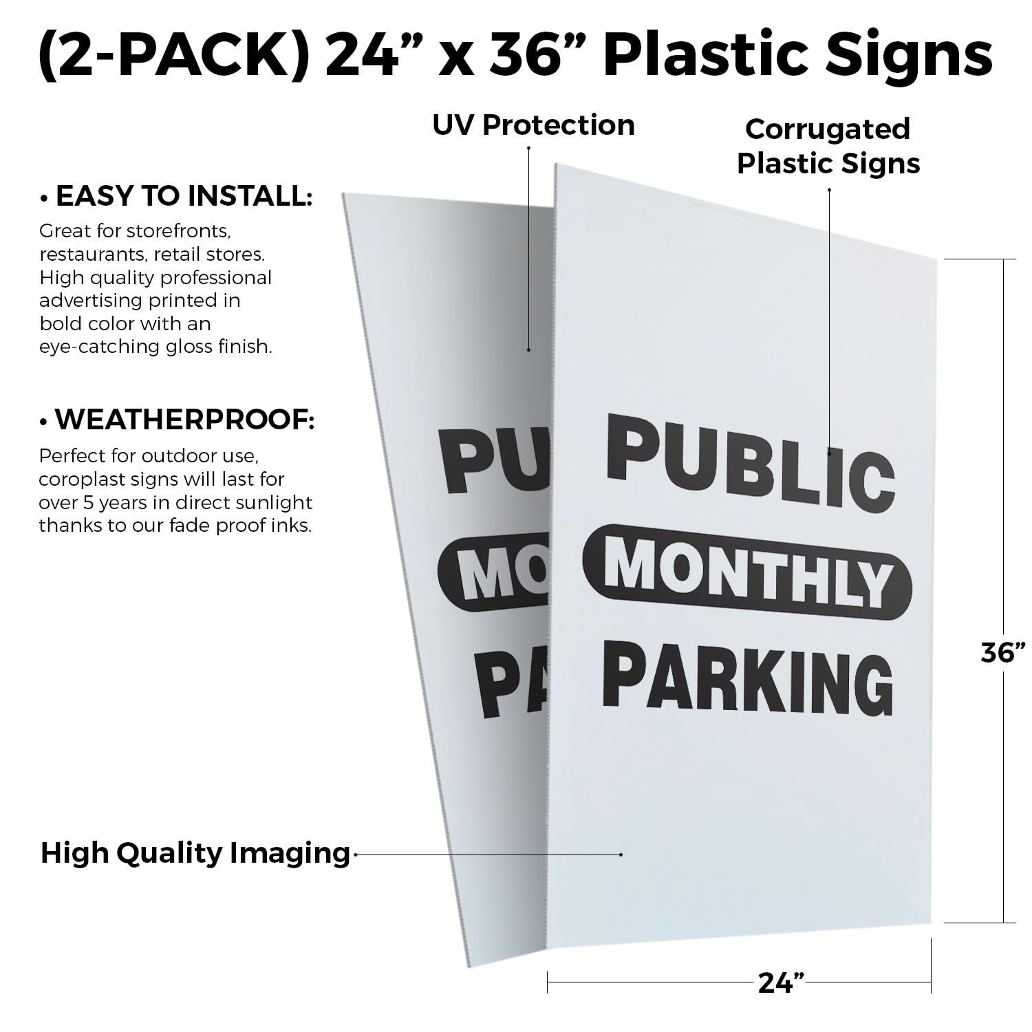 SignMission CSB-2436-2PACK-30818 24×36 4mm Corrugated Plastic Signs 2-Pack Made