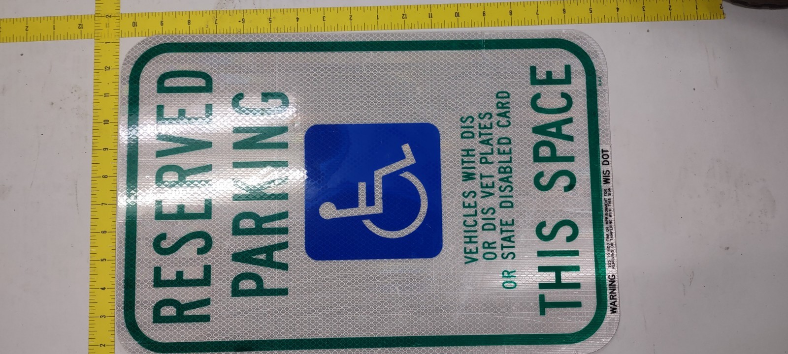 WIS DOT Reserved Parking Handicap Reflective Metal Sign 12×18 in