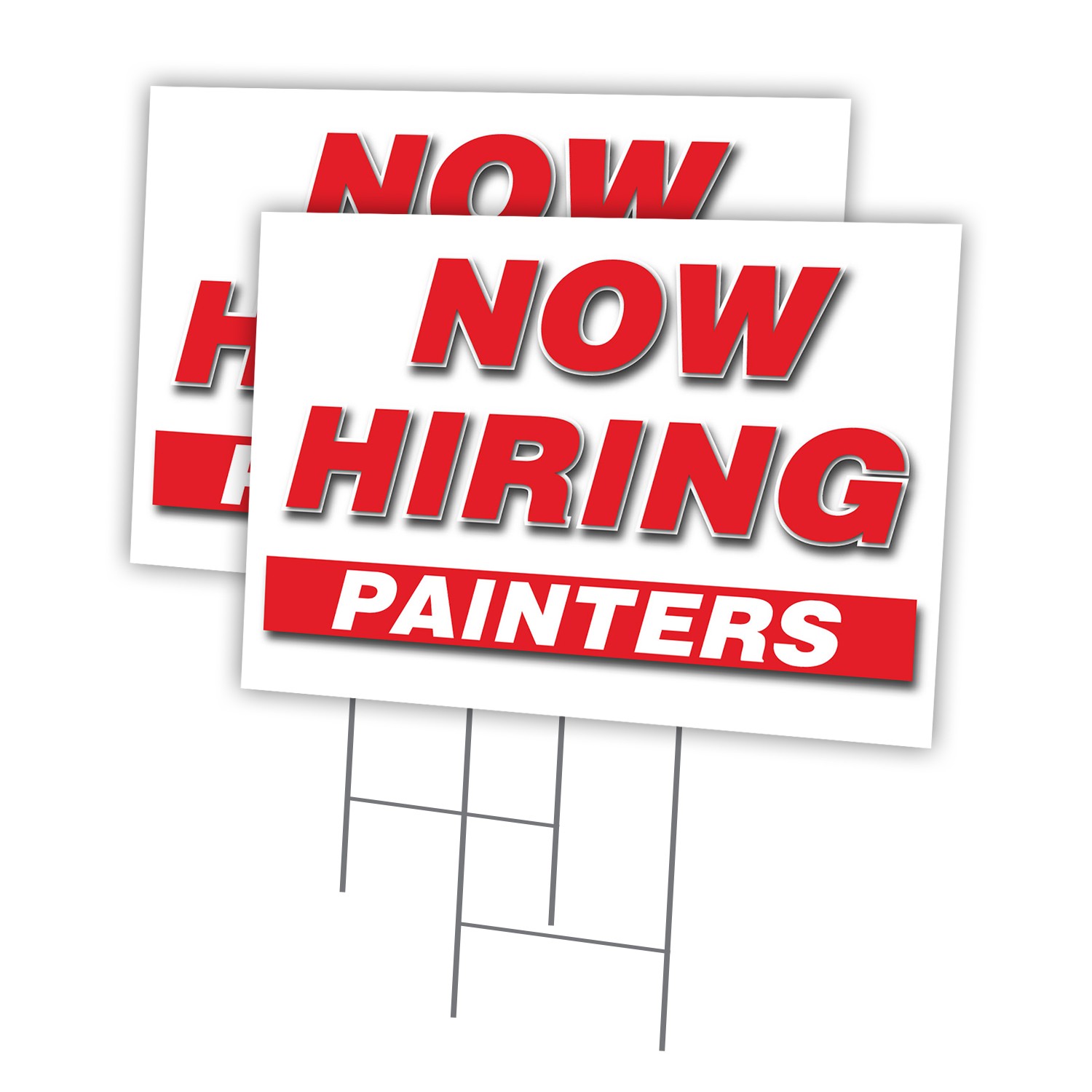Now Hiring Painters Multi-Pack of Yard Signs & Stake plastic coroplast window