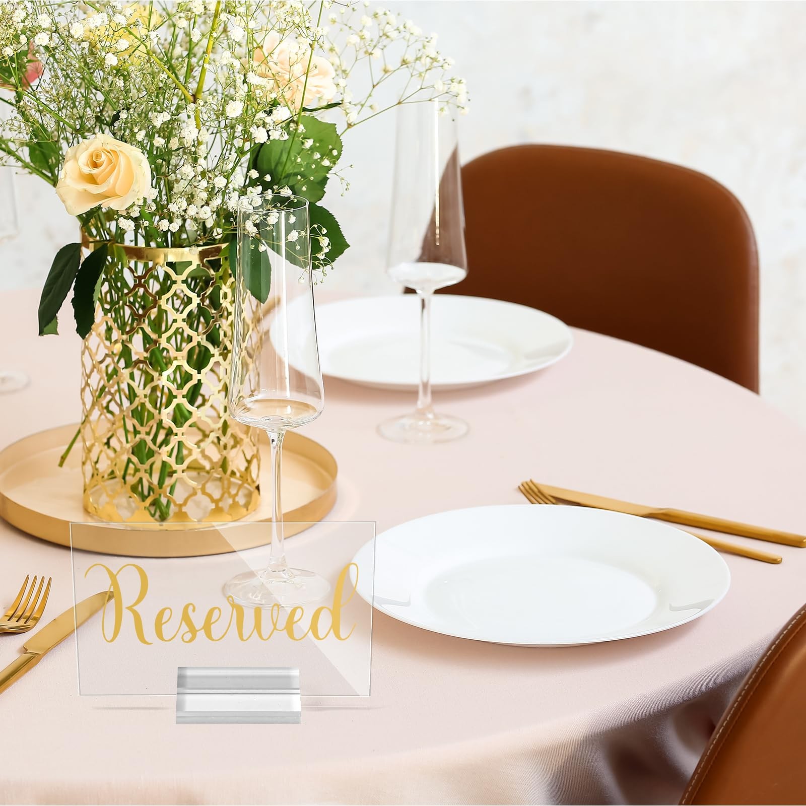10 Set Acrylic Reserved Table Signs Clear Wedding Cards Holder Reception Set