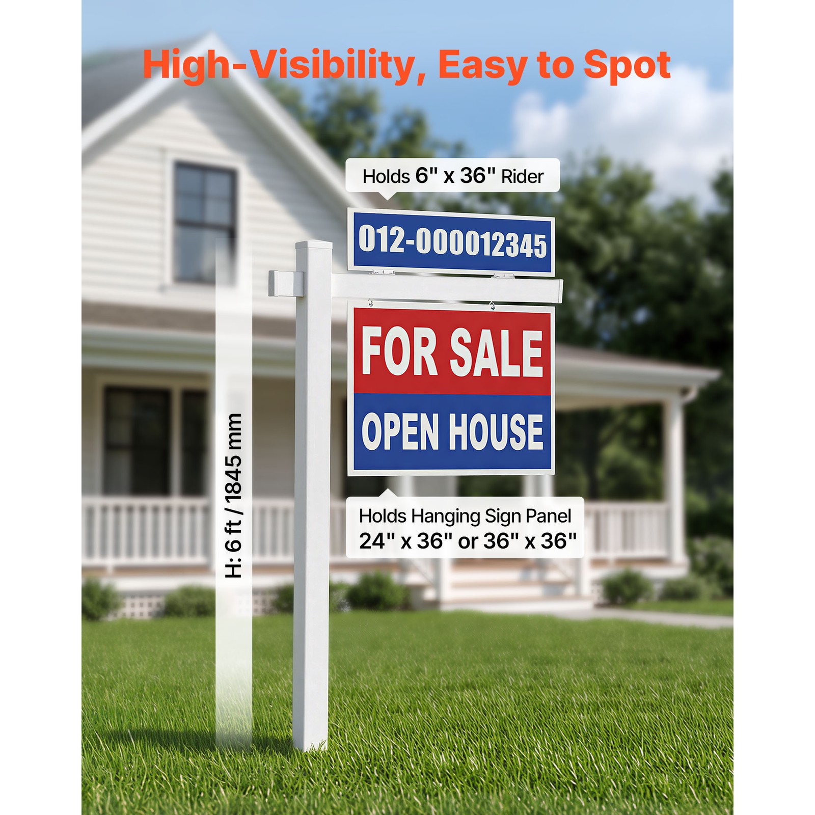 Uimoso Real Estate Sign Post PVC Realtor Yard Sign Holder 6 ft White for Outdoor