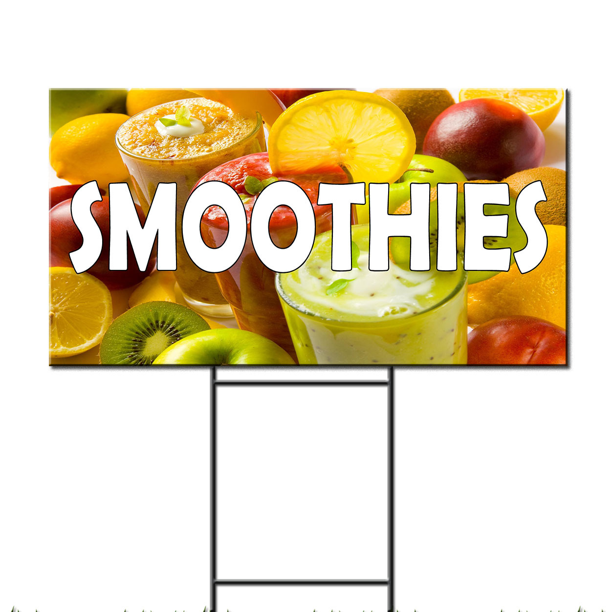 Smoothies With Image Corrugated Plastic Yard Sign /FREE Stakes