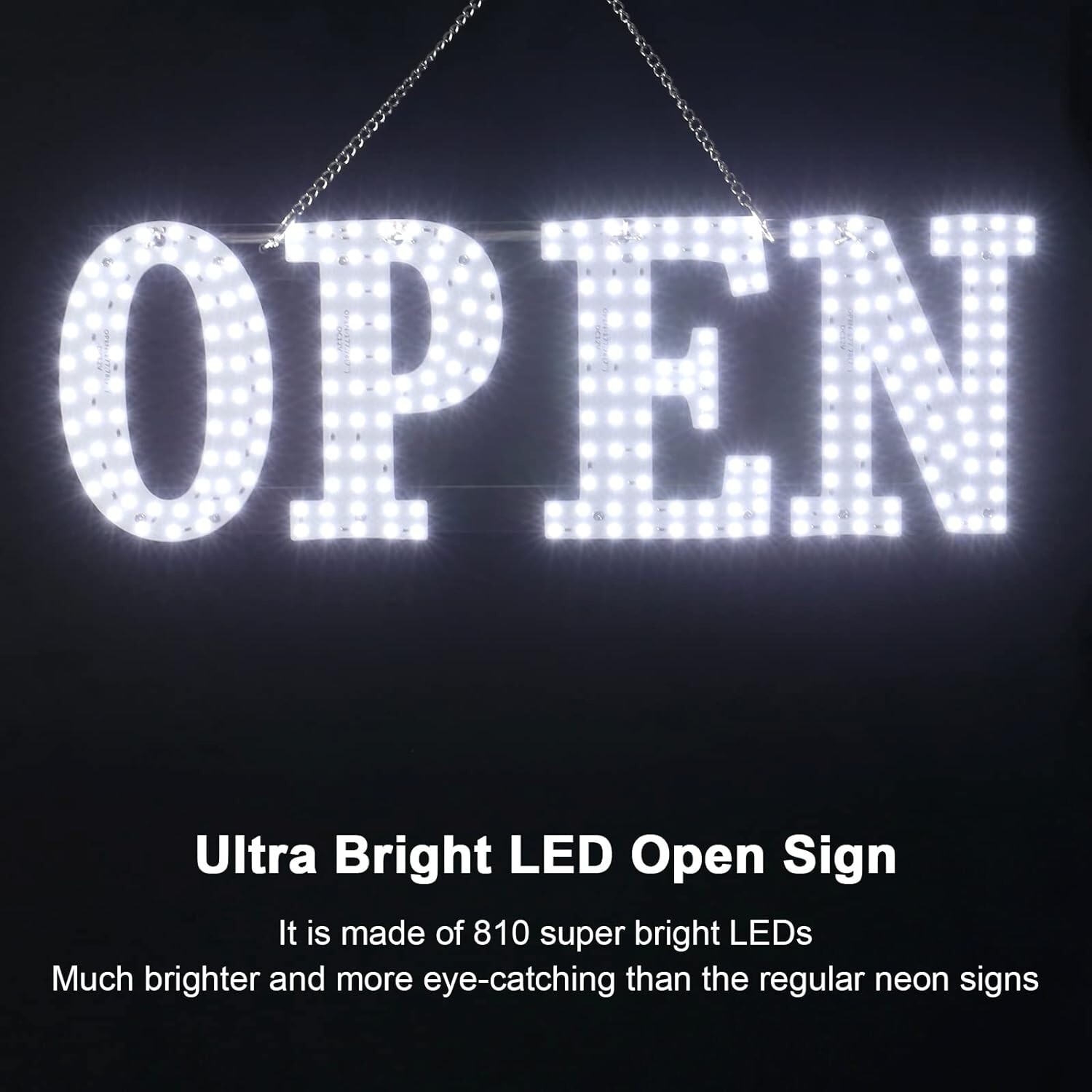 Ultra Bright 40″x14″ Large LED Open Sign for Business with Hanging Installation