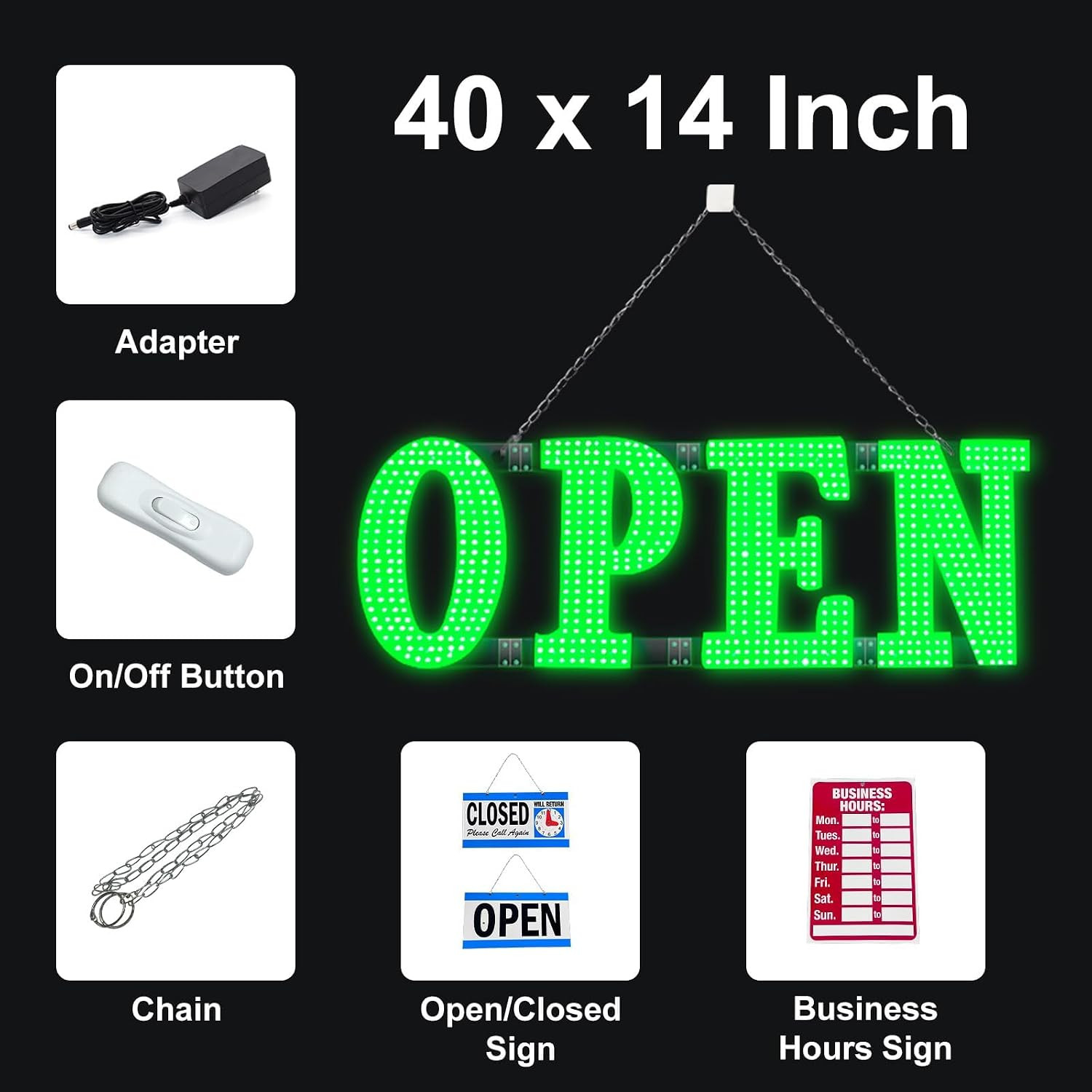 30″X10″ Large LED Open Signs for Business Super Bright Unique Design Open Sign w