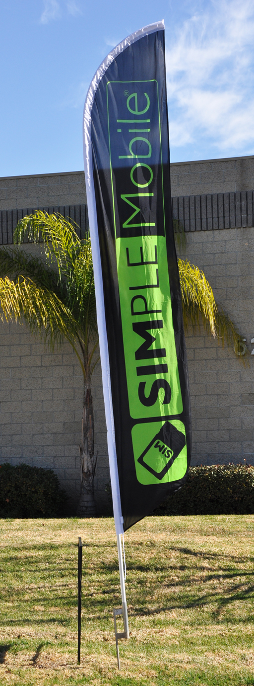 TWO “Simple Mobile” Feather Banner Flag Sets – POLE SETS INCLUDED w/ spikes
