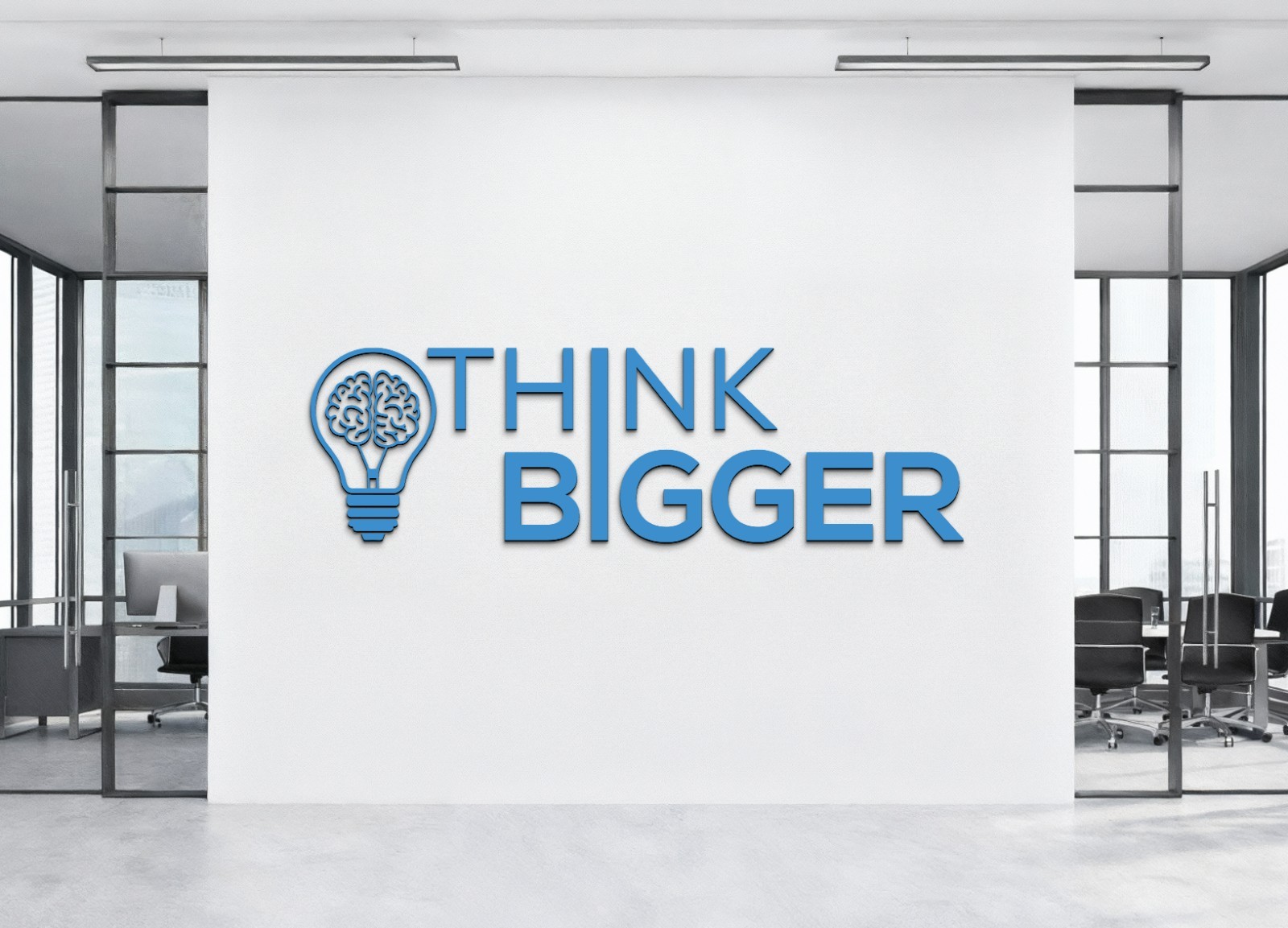 THINK BIGGER 3D Wall Sign – Laser Cut Wooden Motivational Quote – Custom Colors