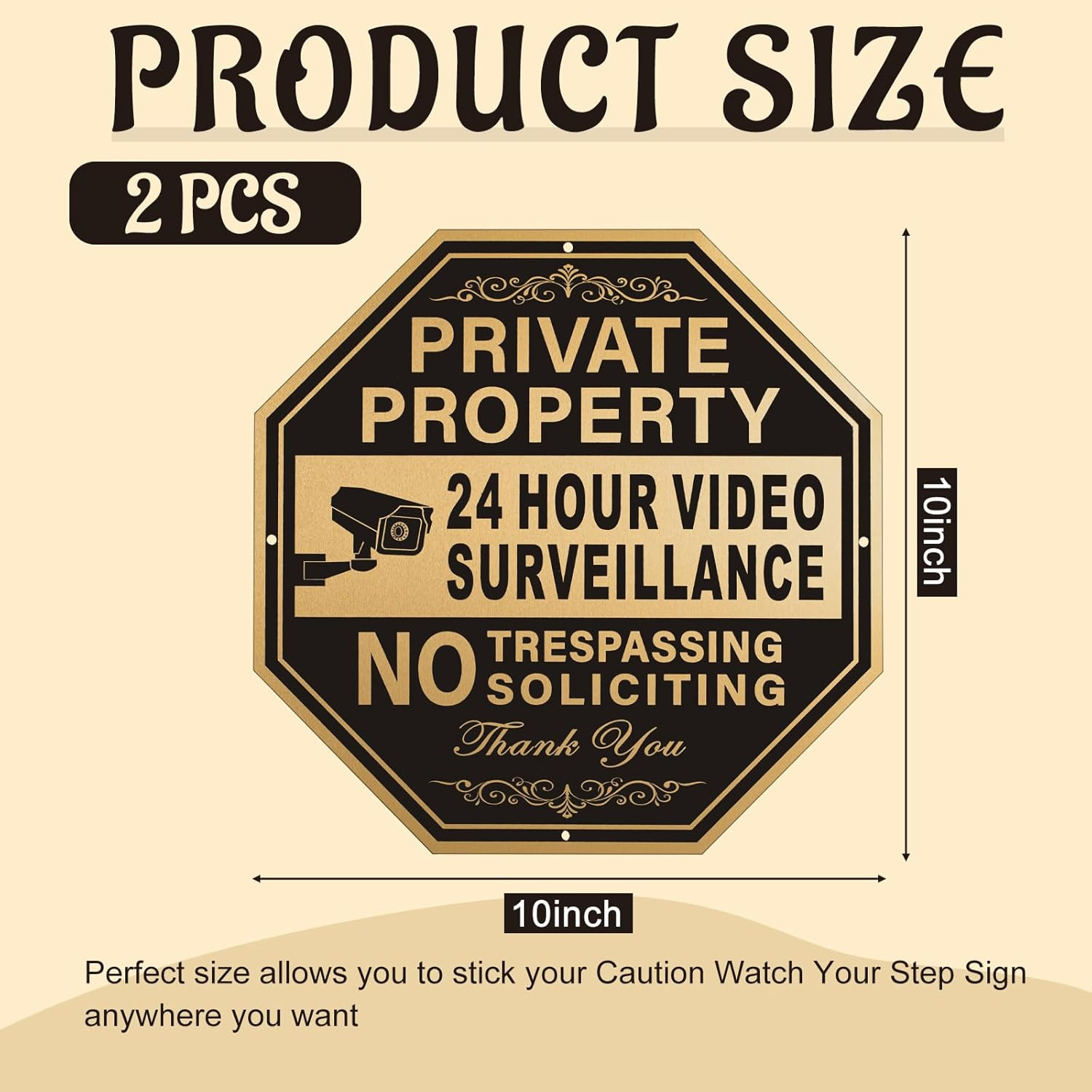 Elegant No Trespassing Signs Private Property Video Surveillance Aluminum 2 Pack