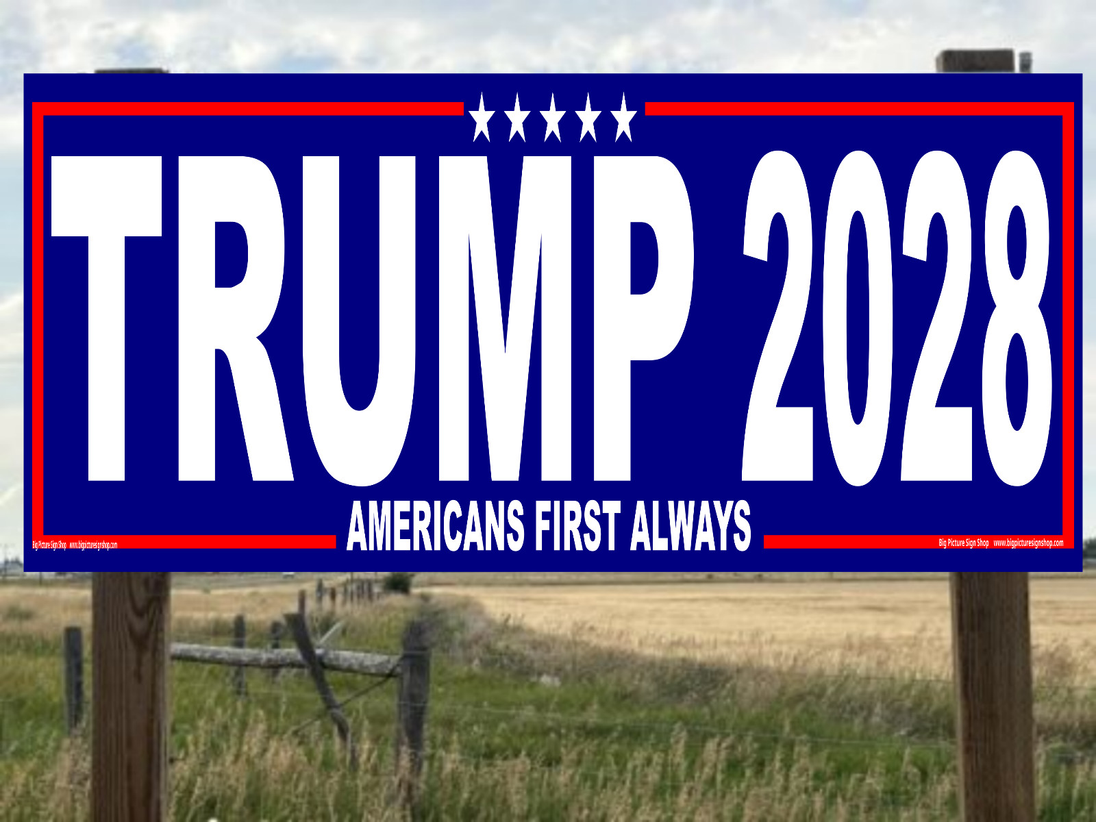 TRUMP 2028 Americans First Always -HUGE & LARGE-BLUE Banners-Reinforced-USA MADE
