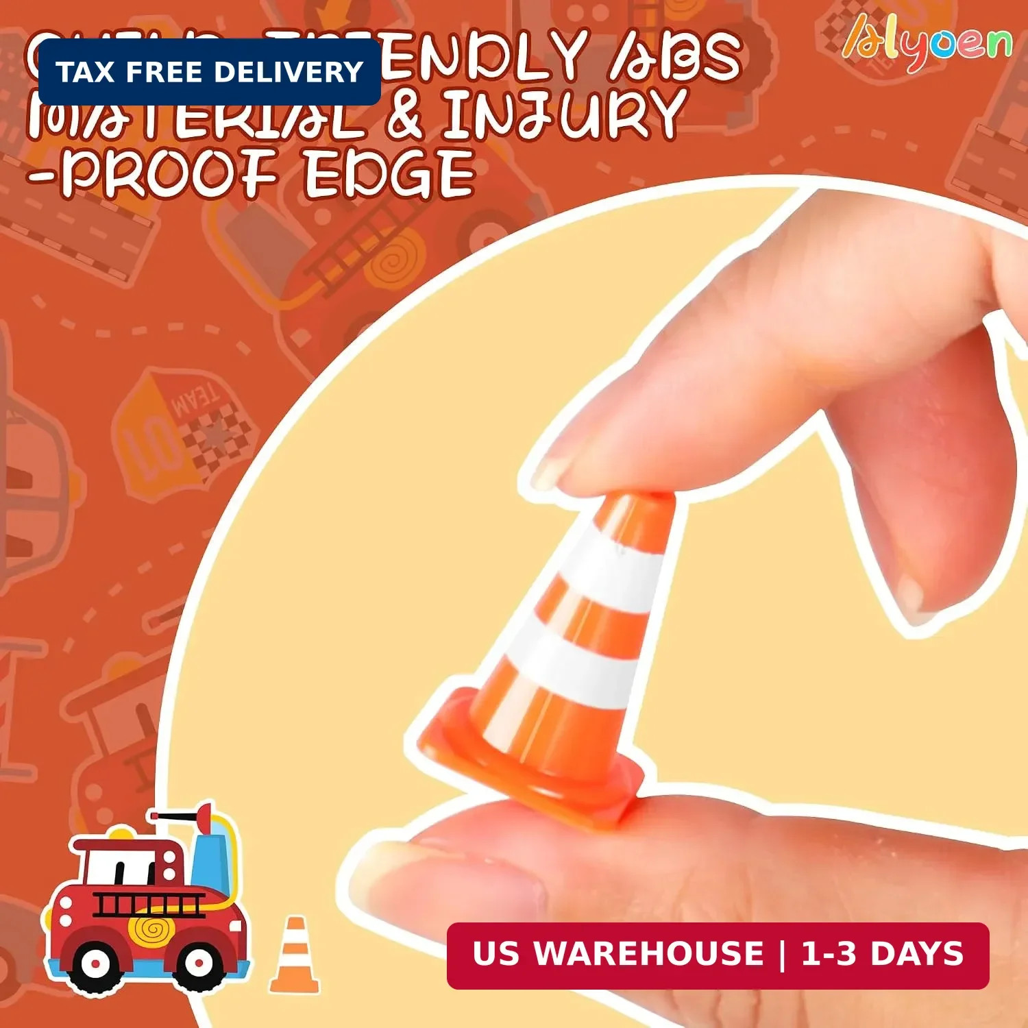 Alyoen 50Pcs 1″ Mini Traffic Cones Small Tiny Toy for Kids, Miniature Orange Tra