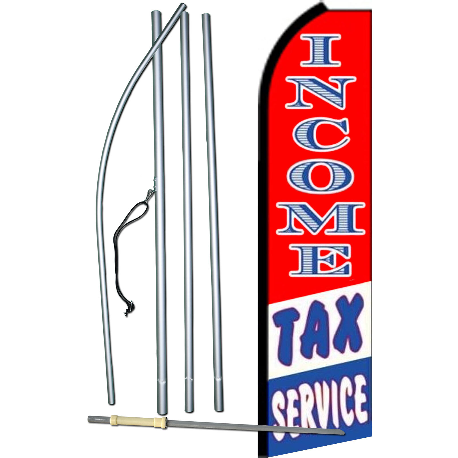 Income Tax Service Red, White And Blue Flag with Flag Pole and Spike