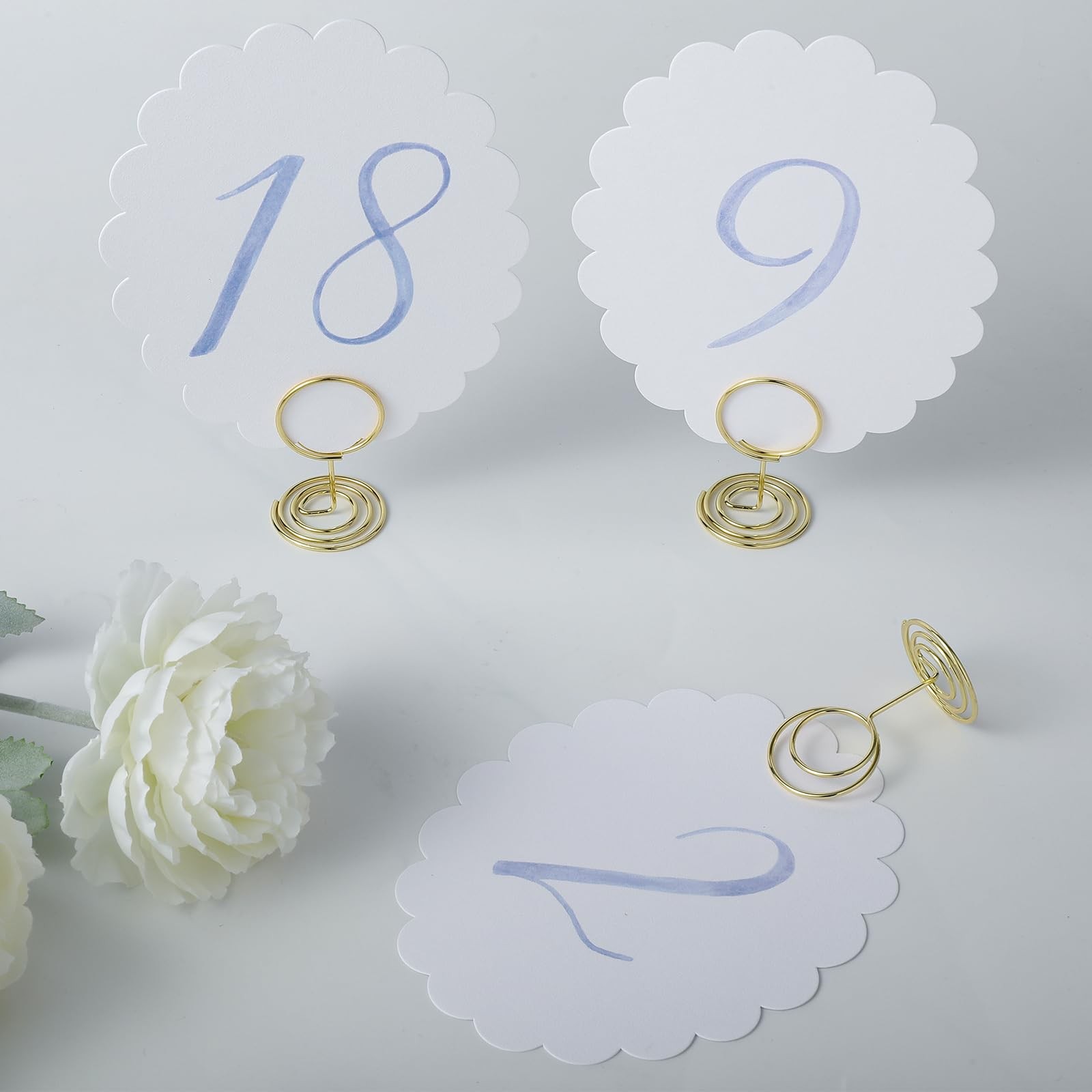 Scalloped Blue Wedding Table Numbers 120 Reception Event Signs Gold Holders