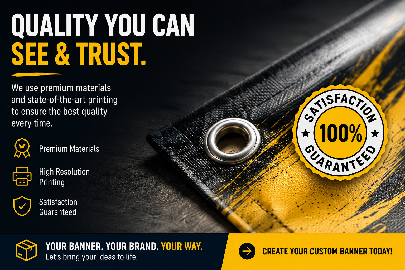 Custom Vinyl Banner Waterproof UV Resistant 13oz Heavy Duty Fast Shipping