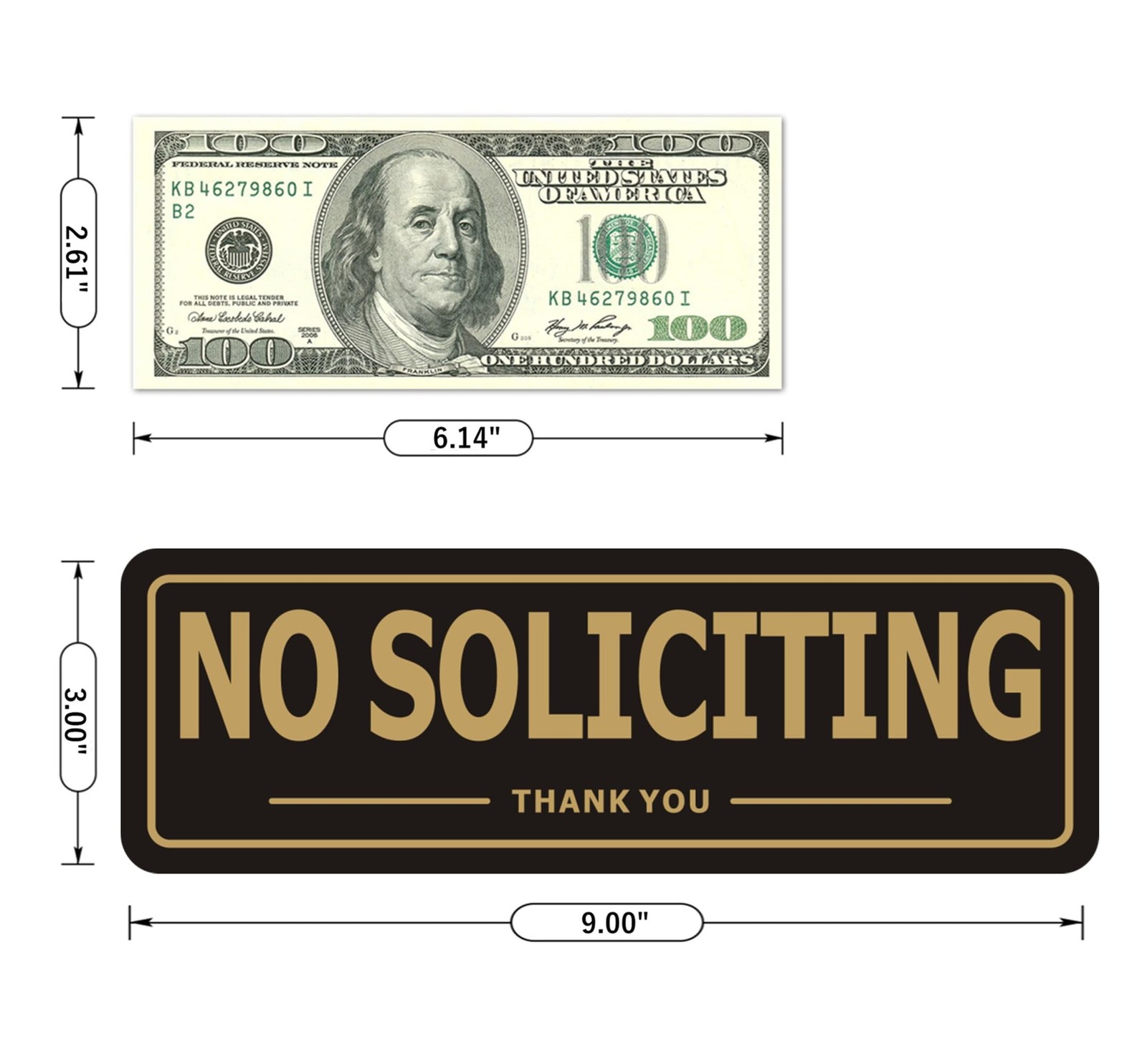 No Soliciting Sign for House, (2 Pack) Self-Adhesive No Soliciting Signs, Alu…