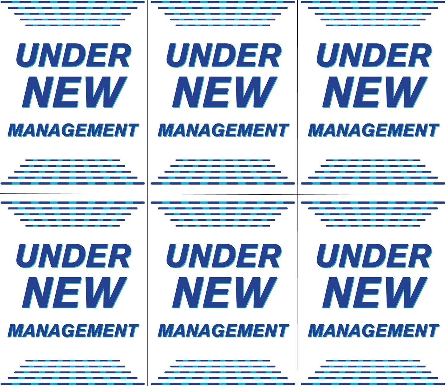 Under New Management Retail Window Display Paper Signs | Pack of 6 | 18″w x 24″h