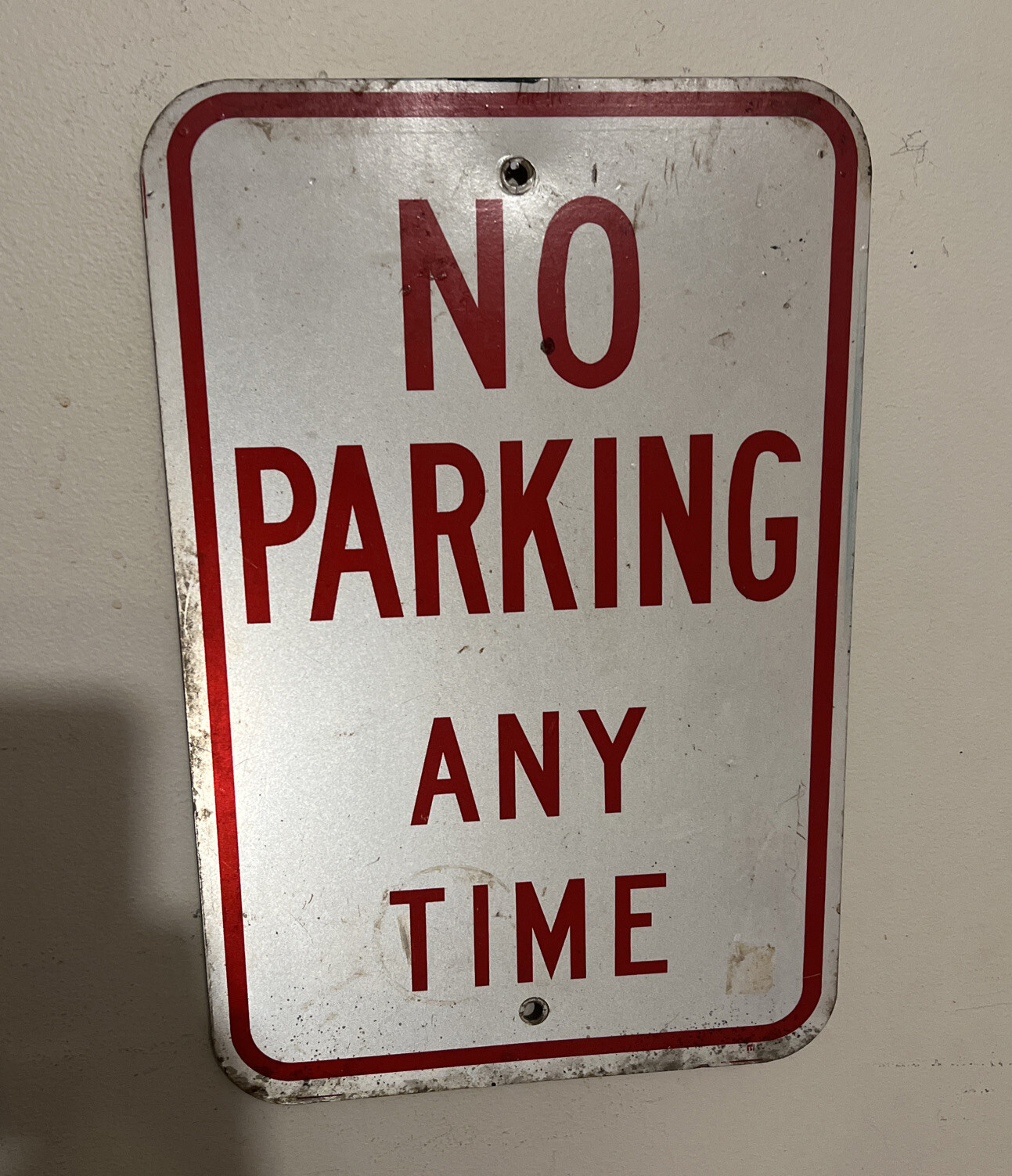 Vintage Retired Street Sign NO PARKING ANY TIME 12″ x 18″ Aluminum MANCAVE