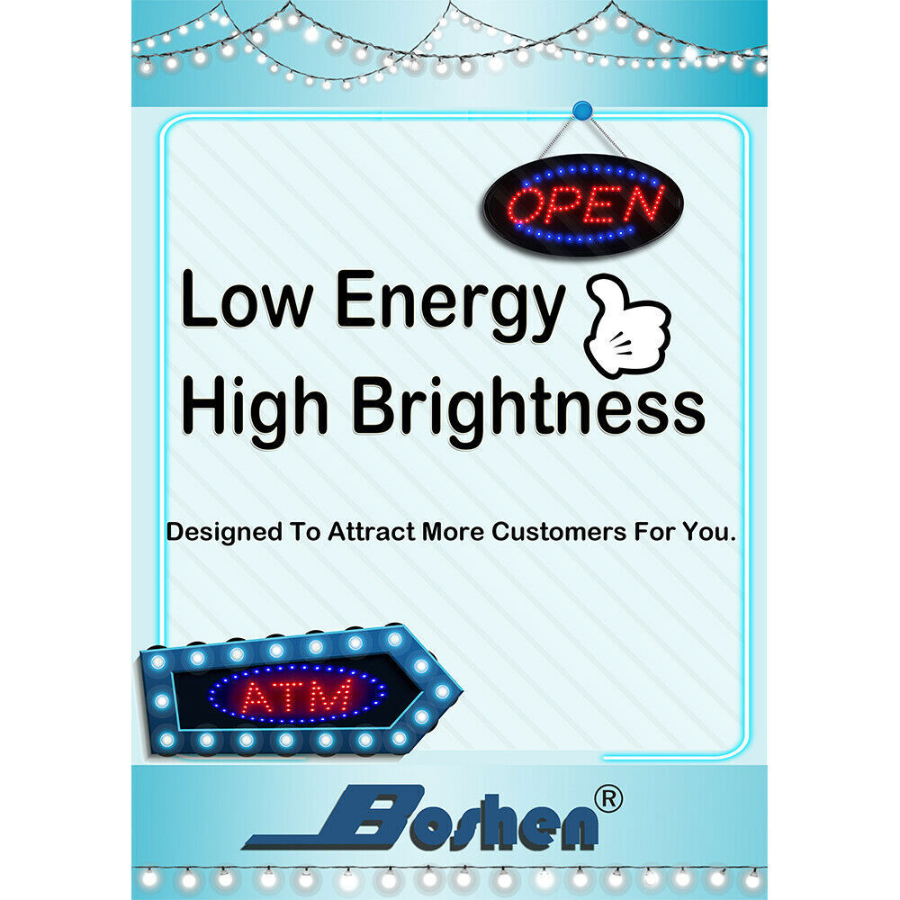 LED Bright Neon Light OPEN Business Signs Animated Motion w/ ON/OFF Store