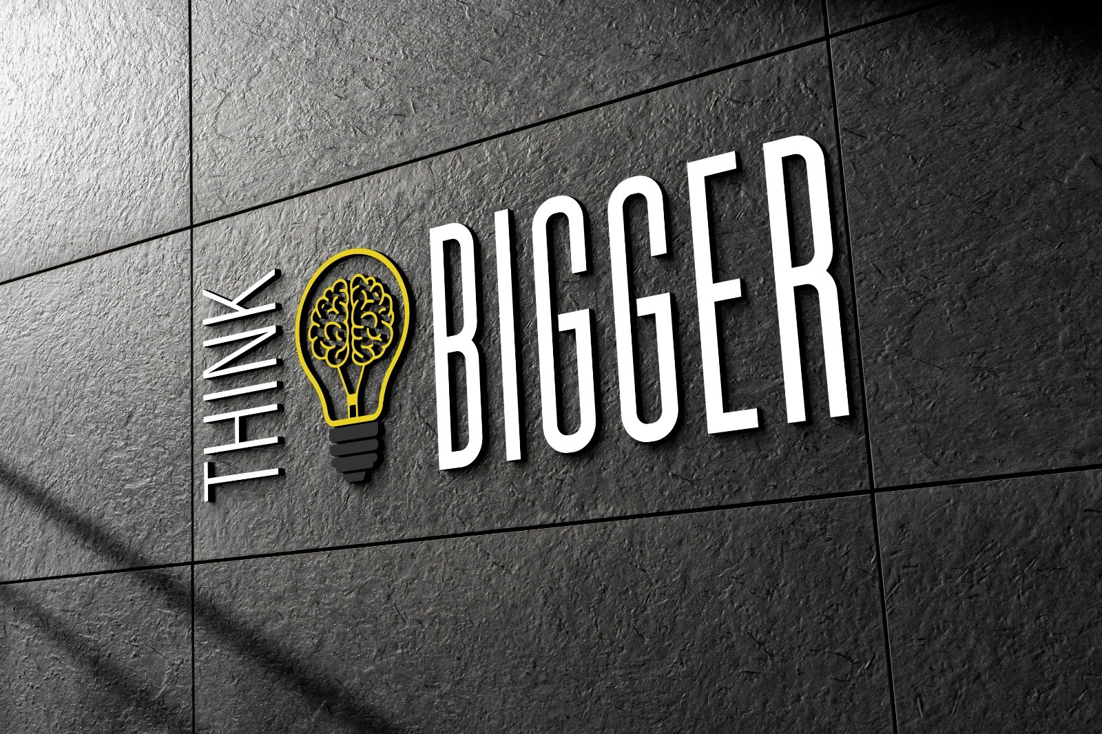 THINK BIGGER 3D Wall Sign – Laser Cut Wooden Motivational Quote – Custom Colors
