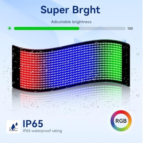 LED Sign Car Windshield APP Control Scrolling Display Programmable Flexible USB