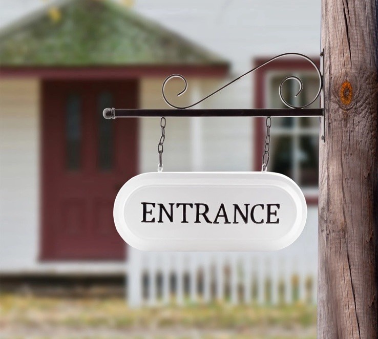 Wall-Mounted Metal Entrance Sign, Enamelware Business Entrance Reception Welcome